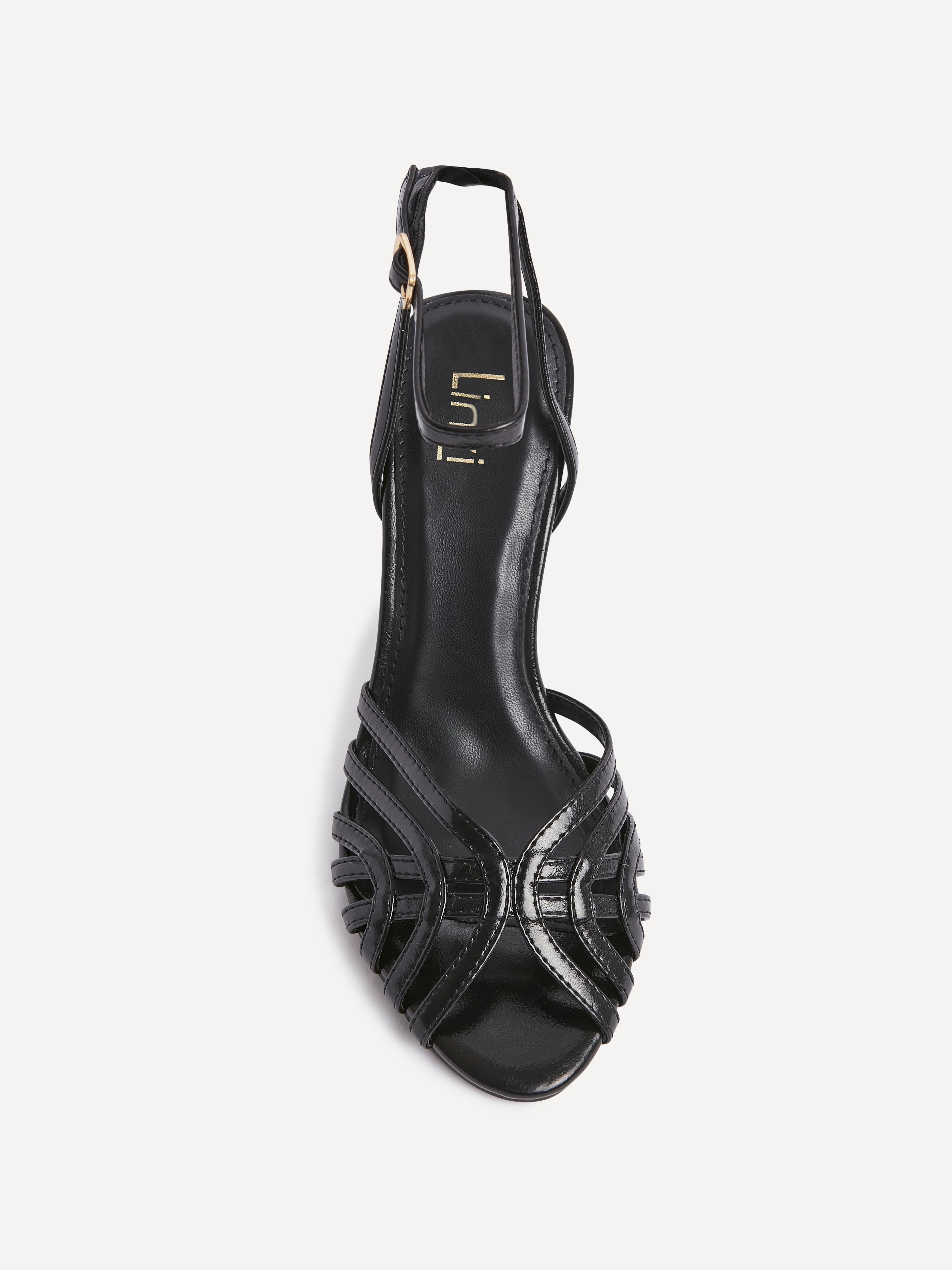 Eros Black Faux Leather Caged Heels - Image 4