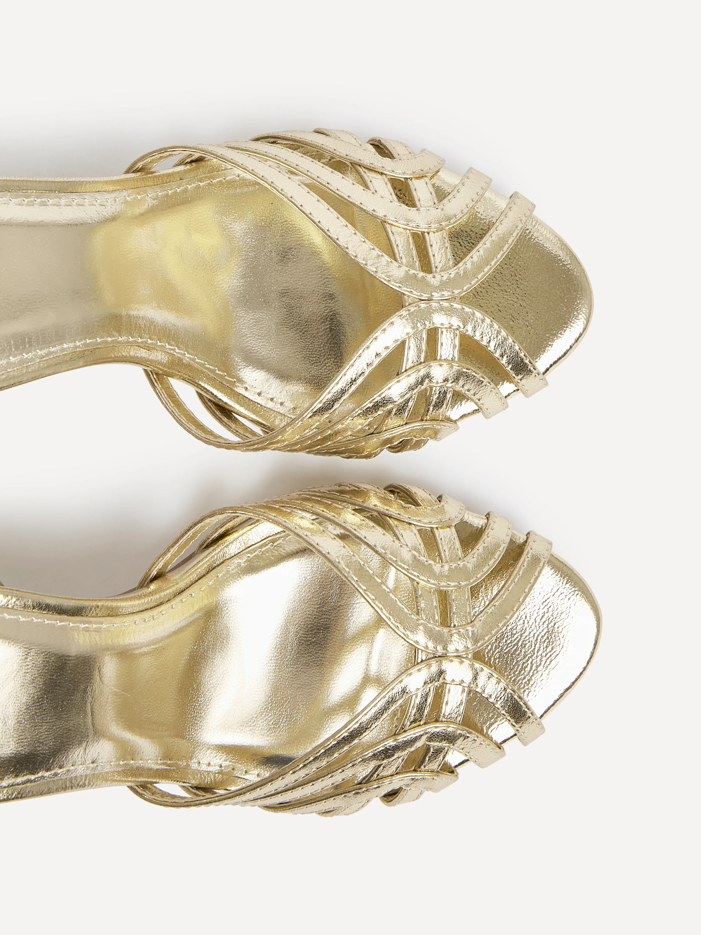 Eros Gold Faux Leather Caged Heels - Image 5