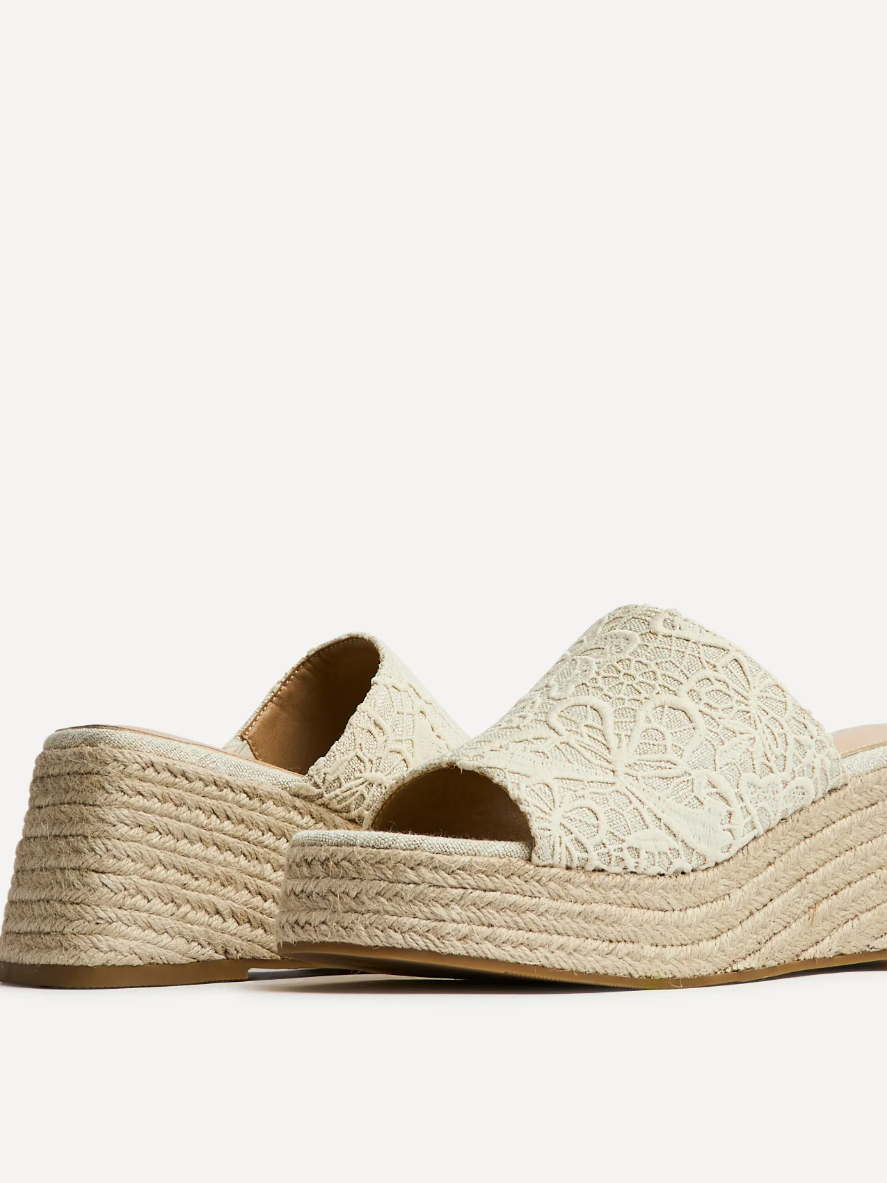 Espresso Ivory Espadrille Mule Wedges - Image 5