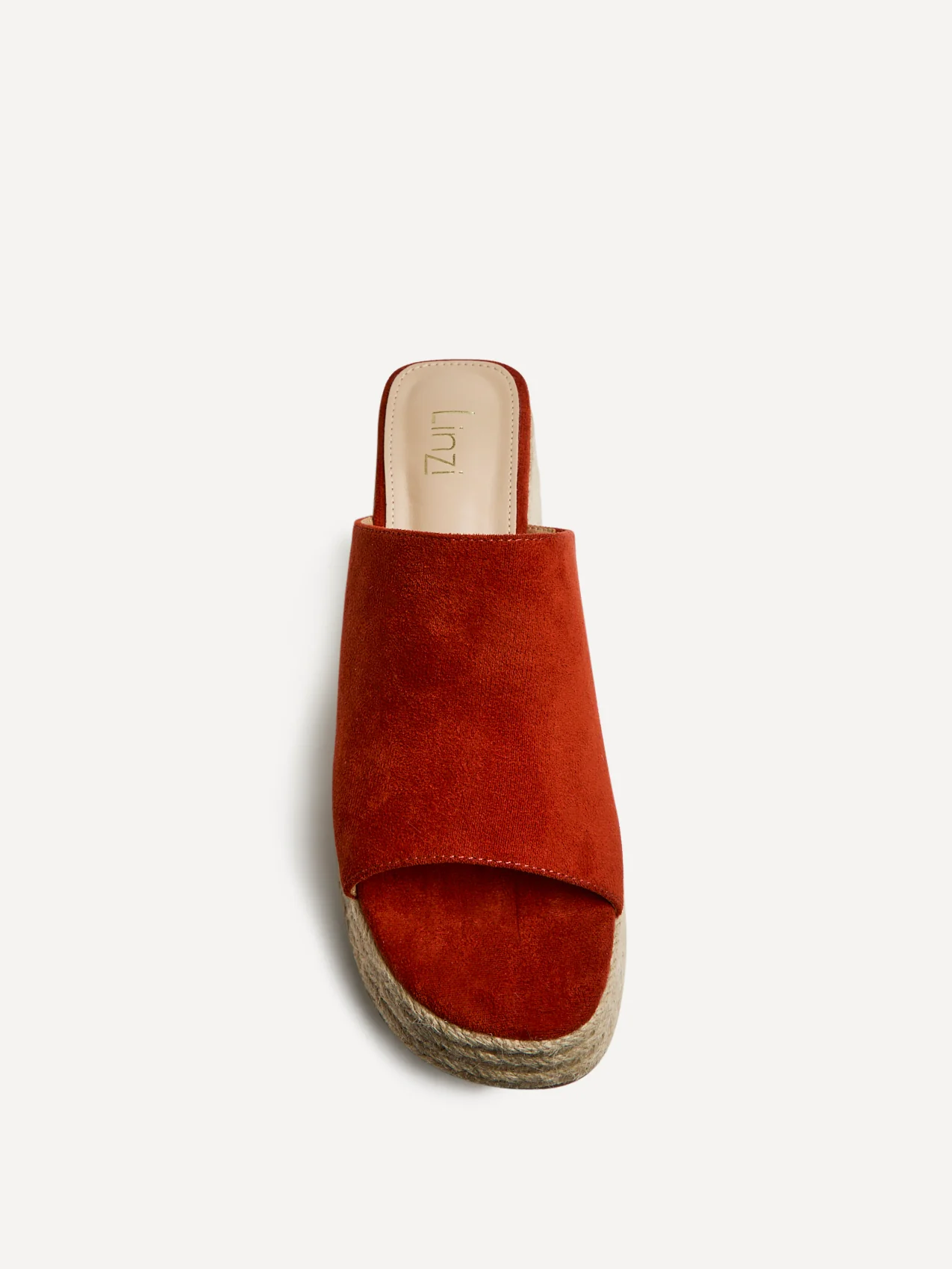 Espresso Rust Faux Suede Espadrille Mule Wedges - Image 4