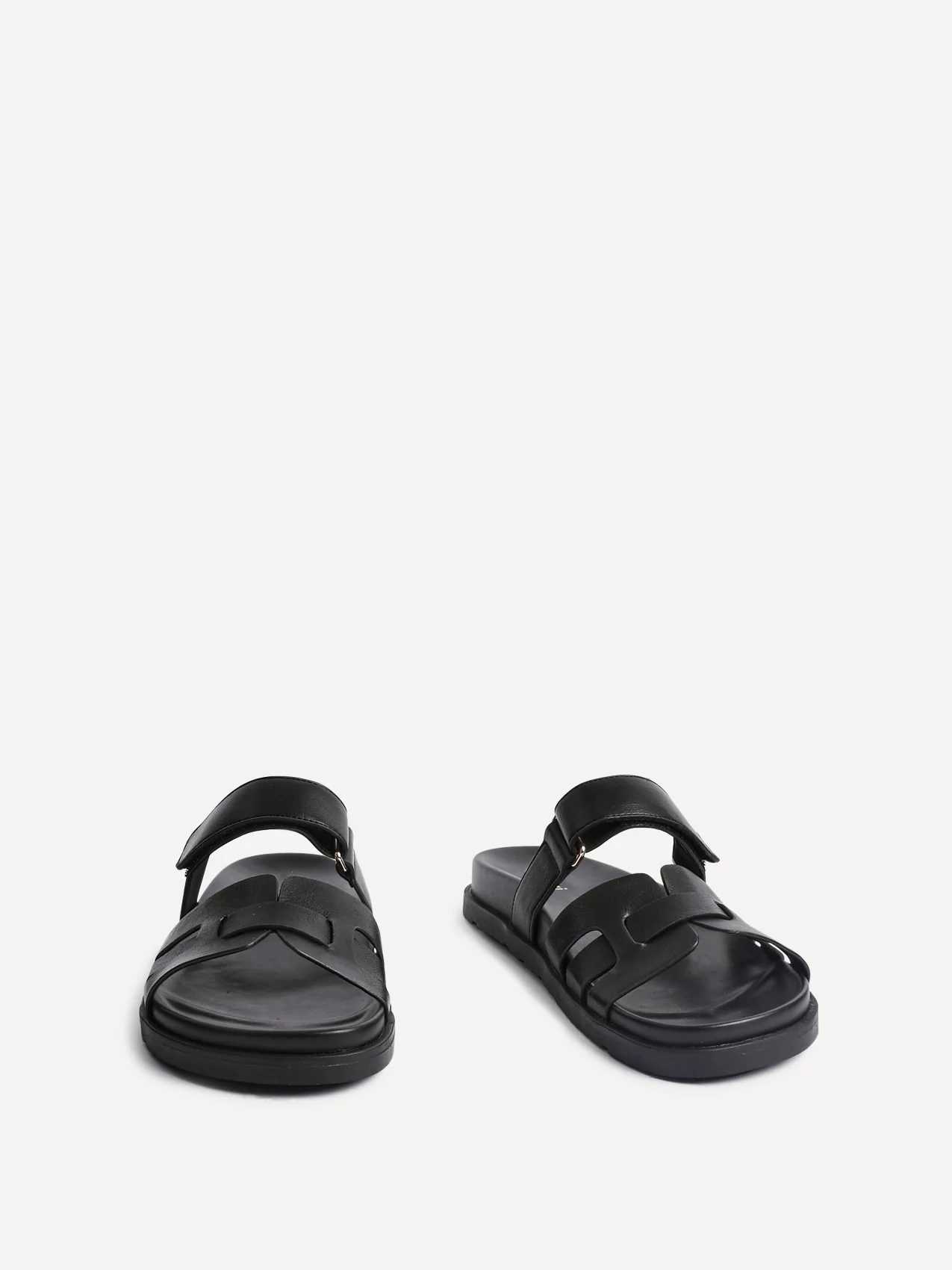 Essential Black Faux Leather Sandals - Image 3