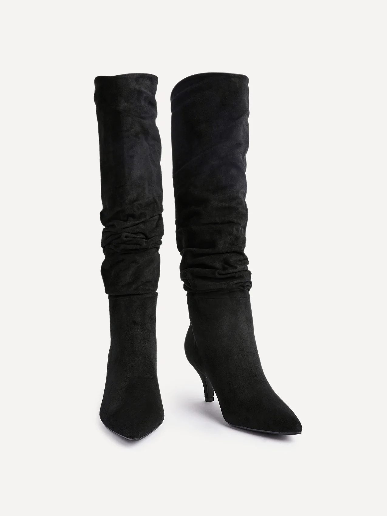 Esteem Black Kitten Heel Long Boots - Image 3