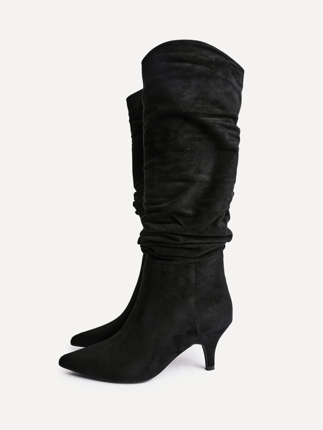 Esteem Black Kitten Heel Long Boots - Image 4