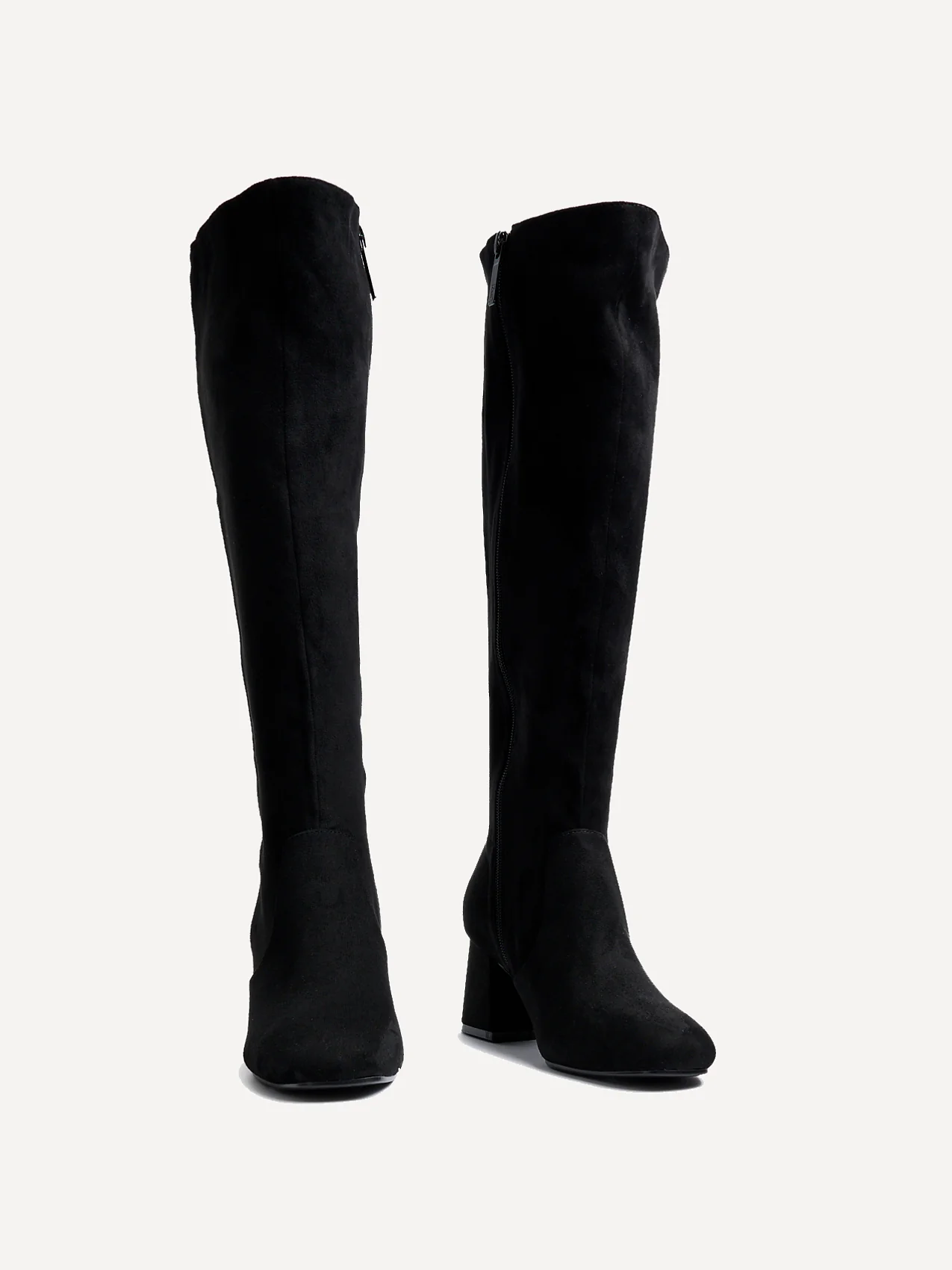Fable Wide Fit Black Faux Suede Boots - Image 3