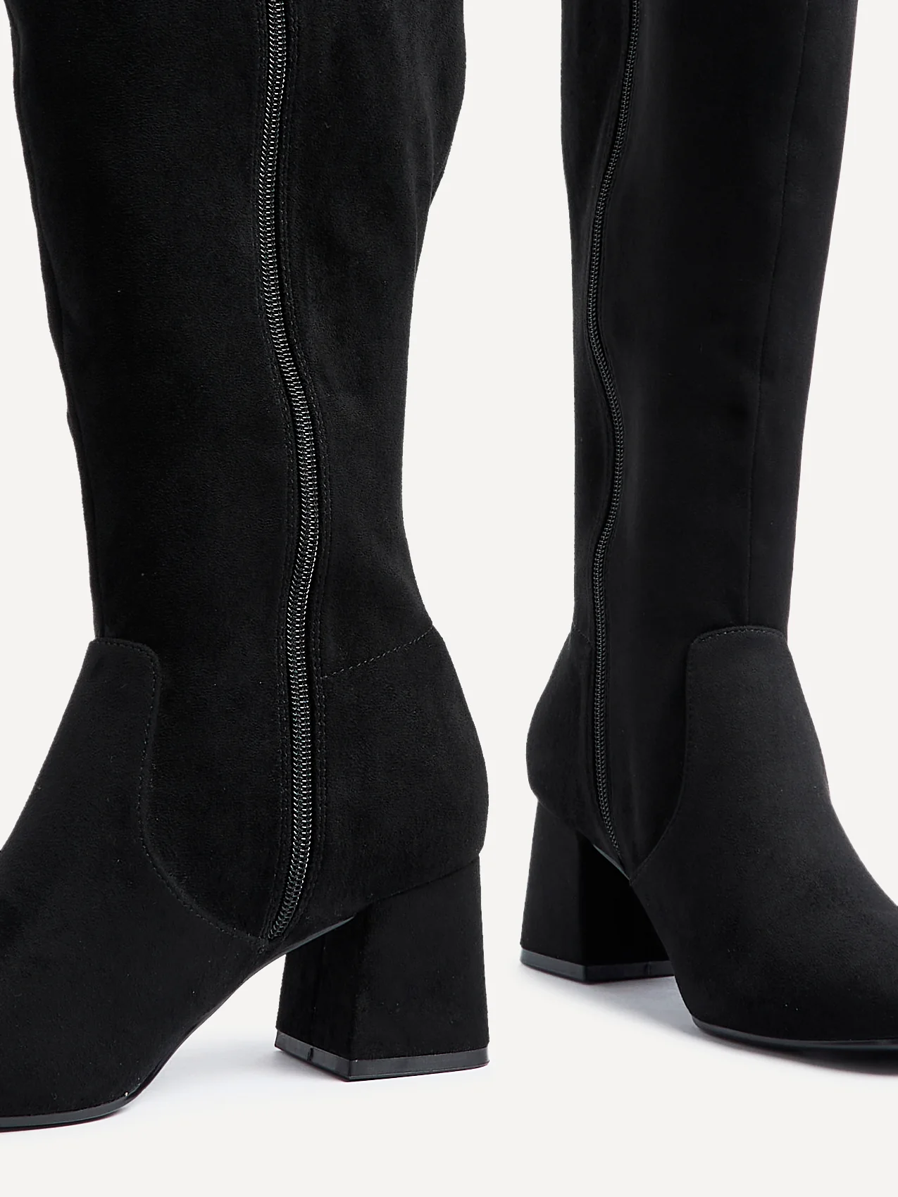 Fable Wide Fit Black Faux Suede Boots - Image 4