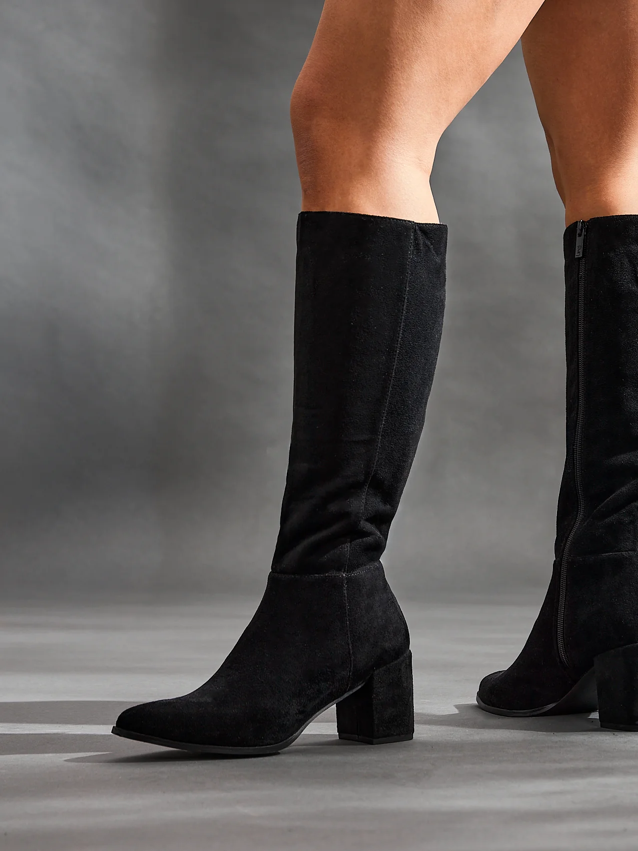 Fable Wide Fit Black Faux Suede Boots - Image 6