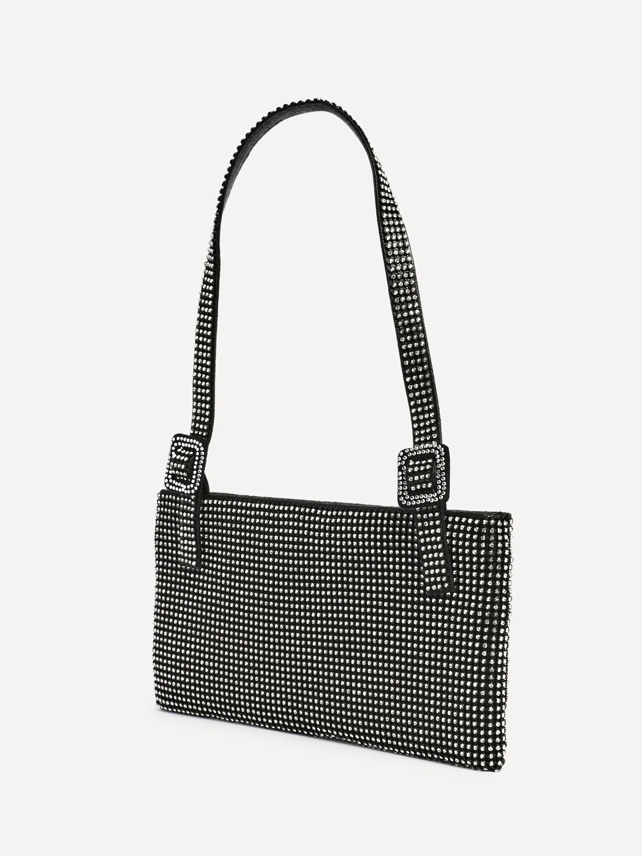 Fantasy Black Satin Diamante Shoulder Bag - Image 4