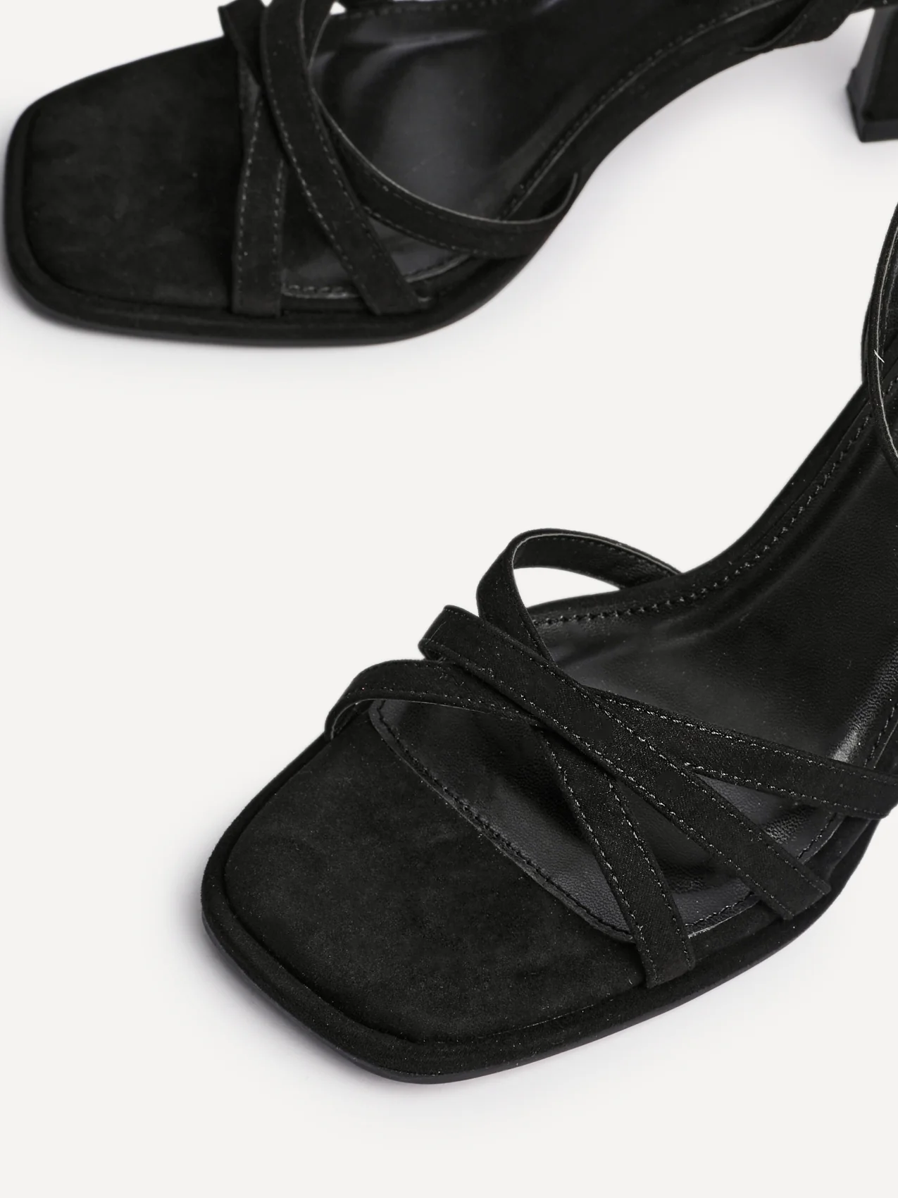 Faro Black Faux Suede Strappy Heeled Sandals - Image 5
