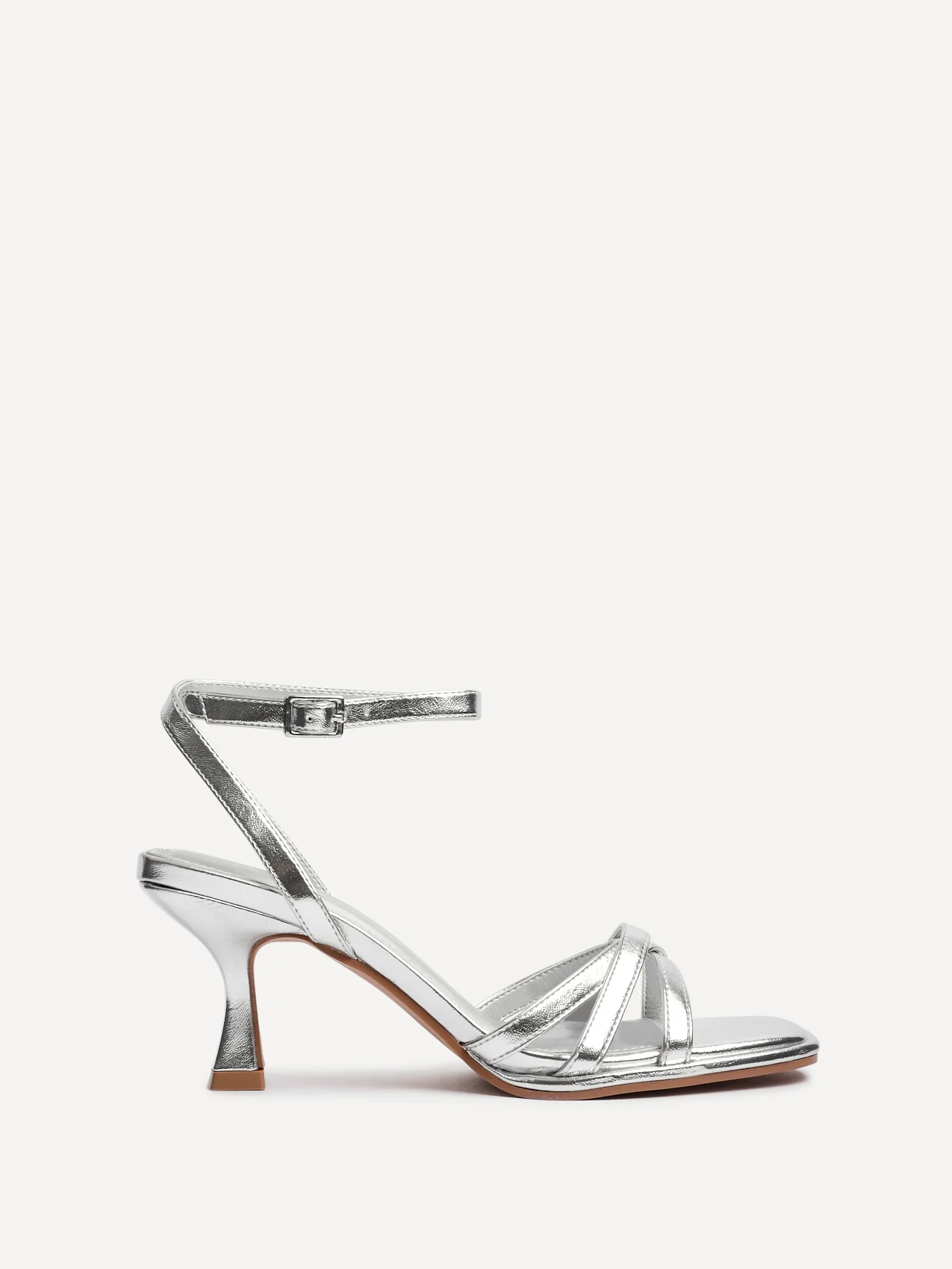 Faro Silver Strappy Heeled Sandals - Image 2