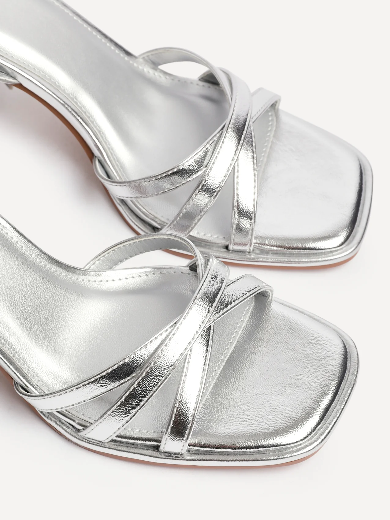 Faro Silver Strappy Heeled Sandals - Image 5