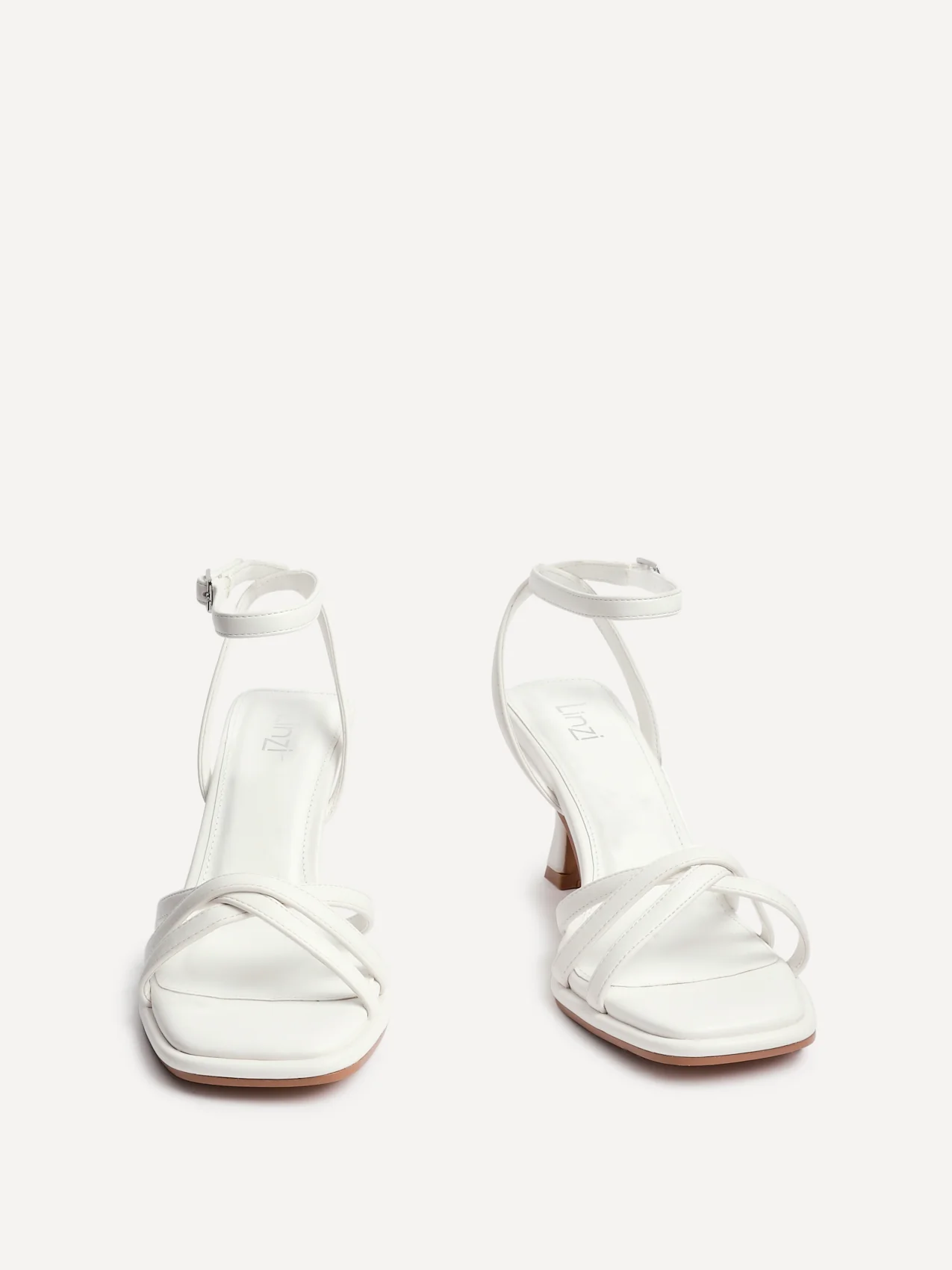 Faro White Strappy Heeled Sandals - Image 3