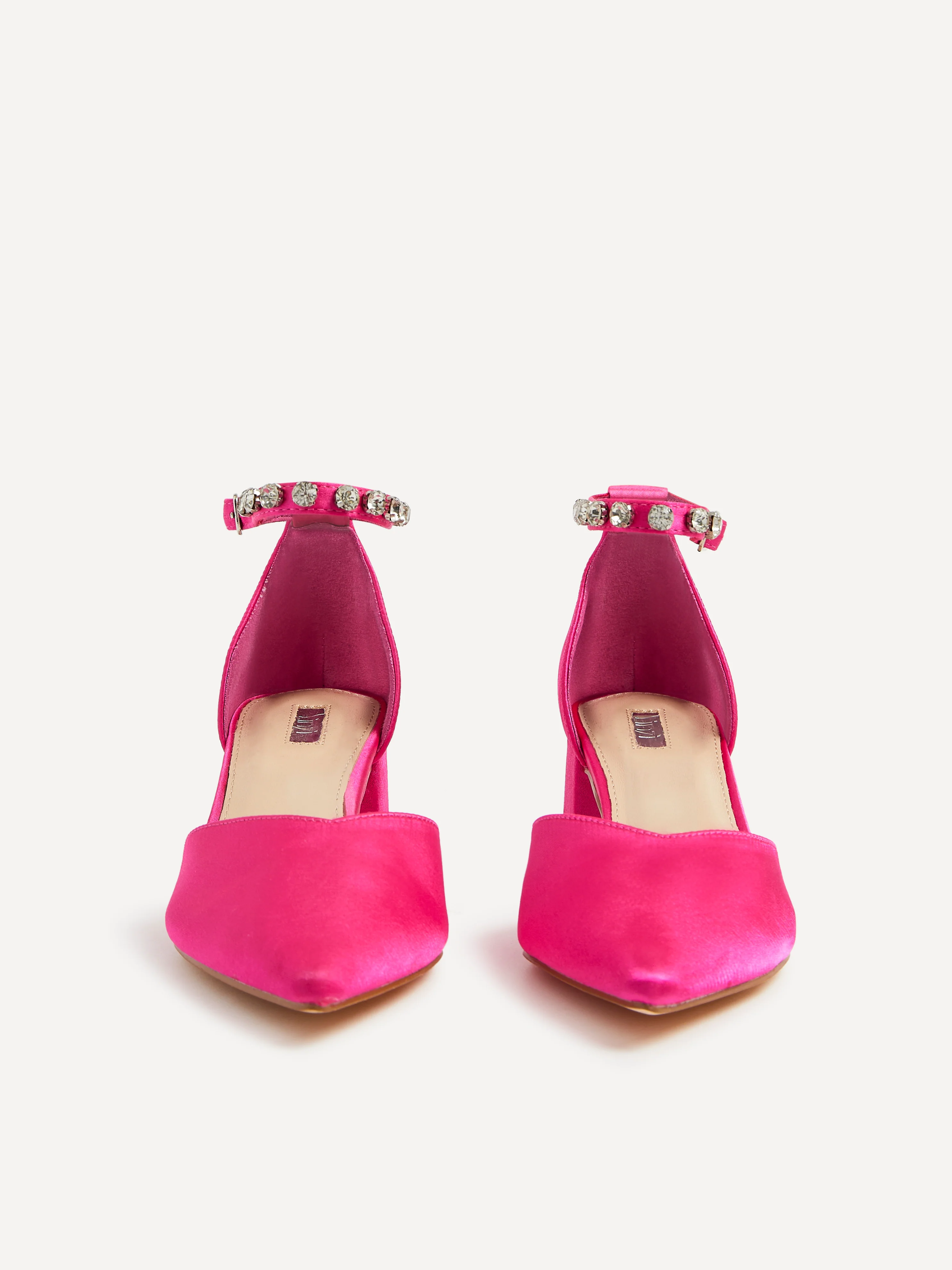 Fearne Pink Satin Diamante Court Heel - Image 3