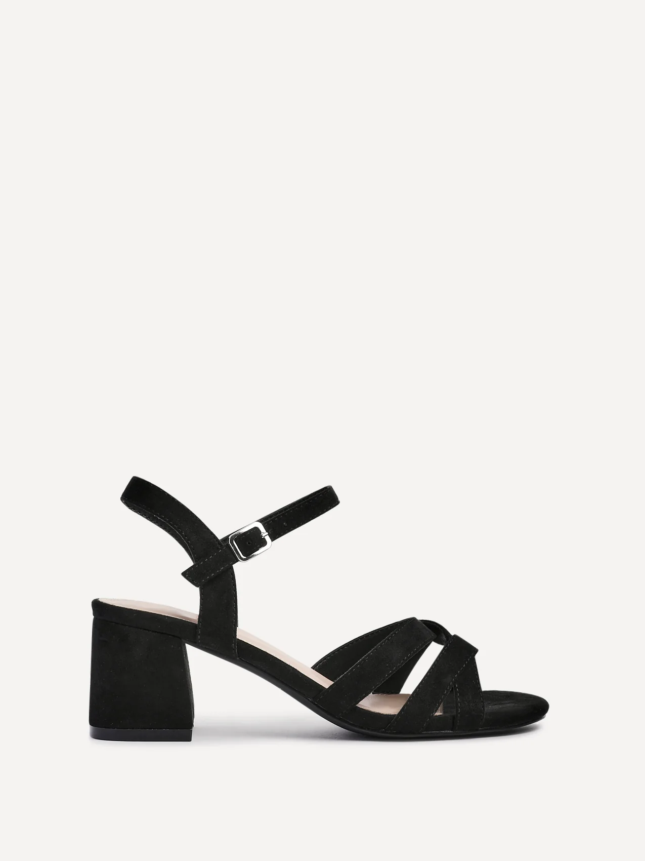 Flair Black Faux Suede Crossover Heeled Sandals - Image 2