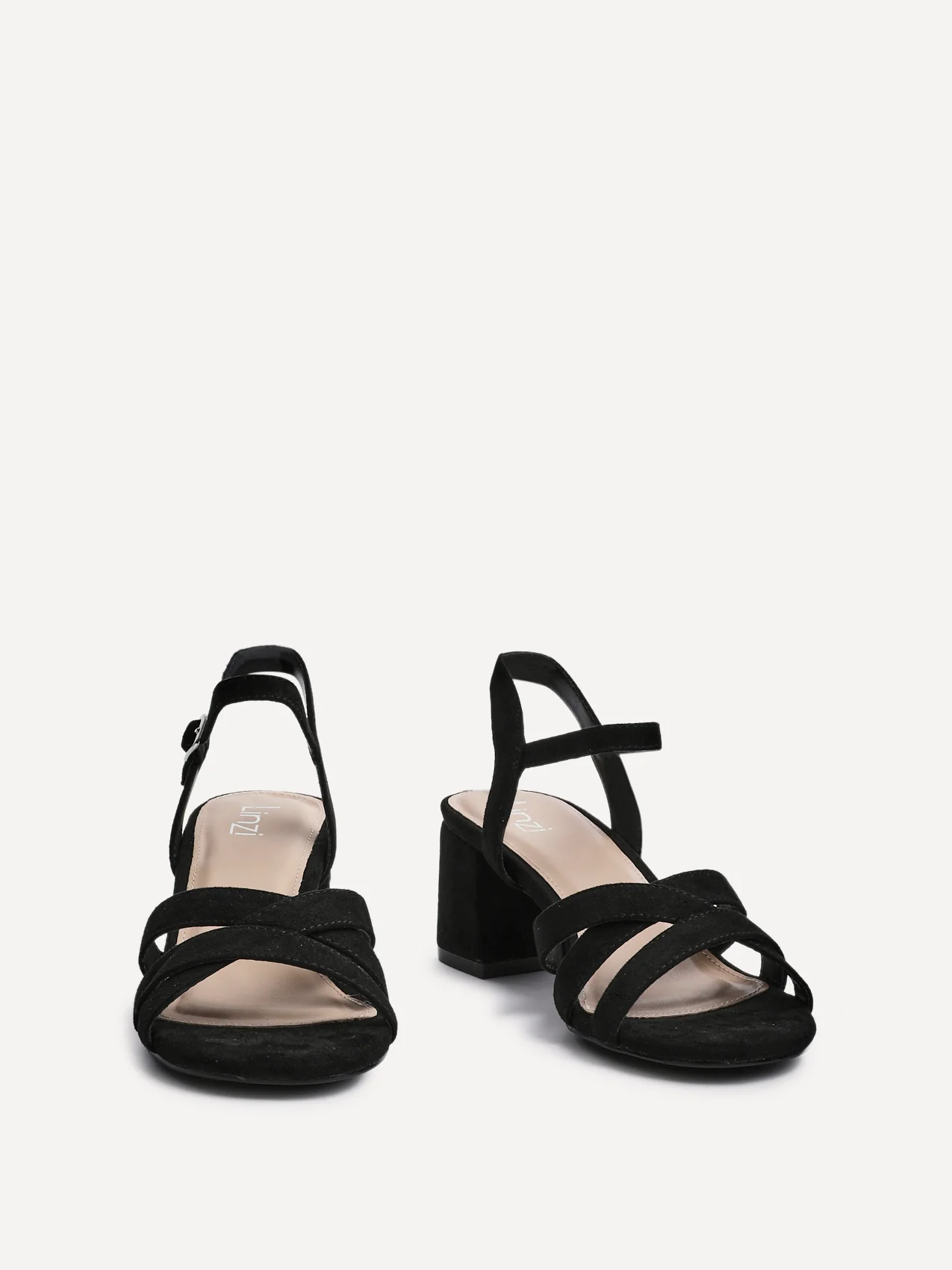 Flair Black Faux Suede Crossover Heeled Sandals - Image 3
