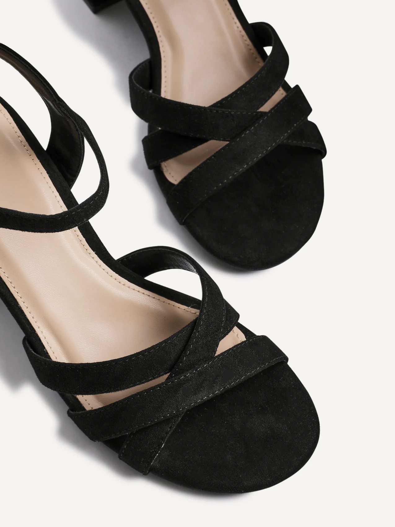 Flair Black Faux Suede Crossover Heeled Sandals - Image 4