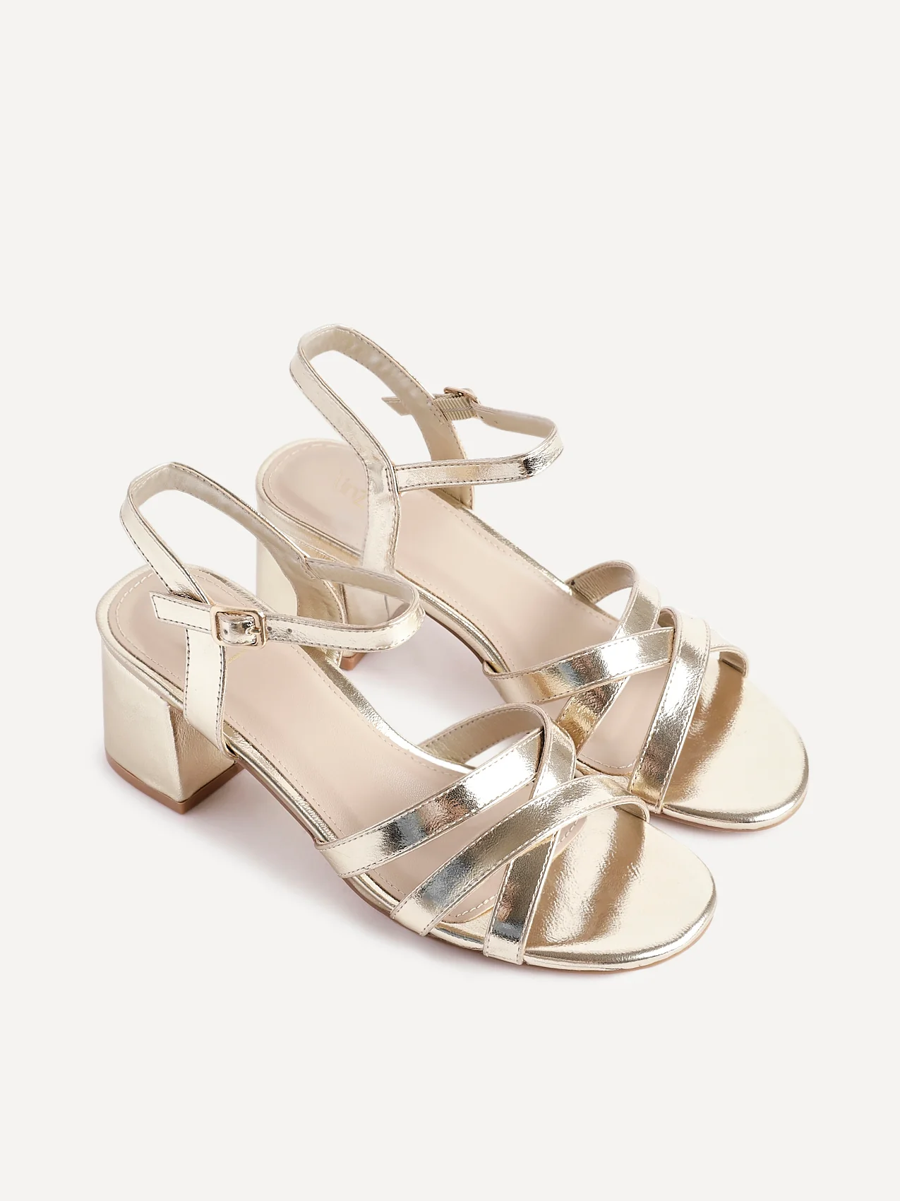 Flair Gold Crossover Heeled Sandals - Image 5
