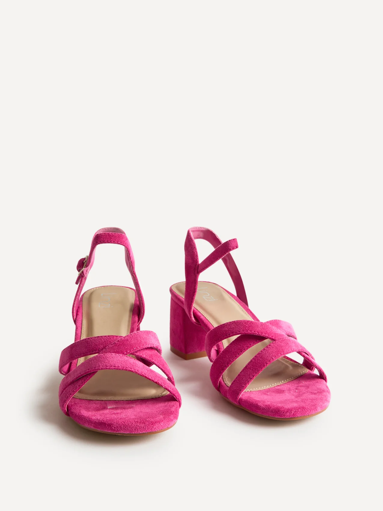 Flair Fuchsia Faux Suede Crossover Heeled Sandals - Image 3