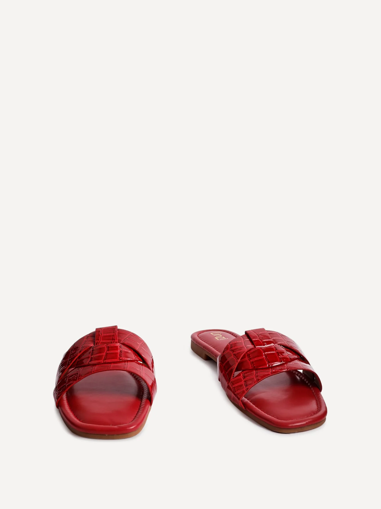 Fletcher Red Croc Slider Sandals - Image 3