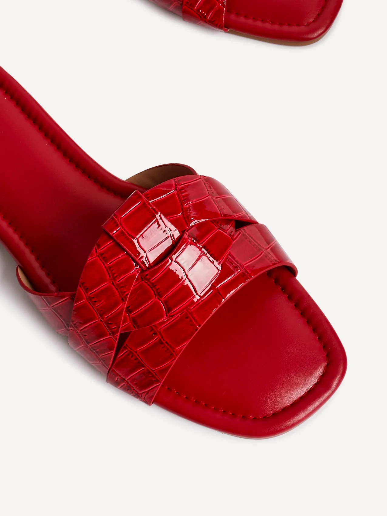 Fletcher Red Croc Slider Sandals - Image 5