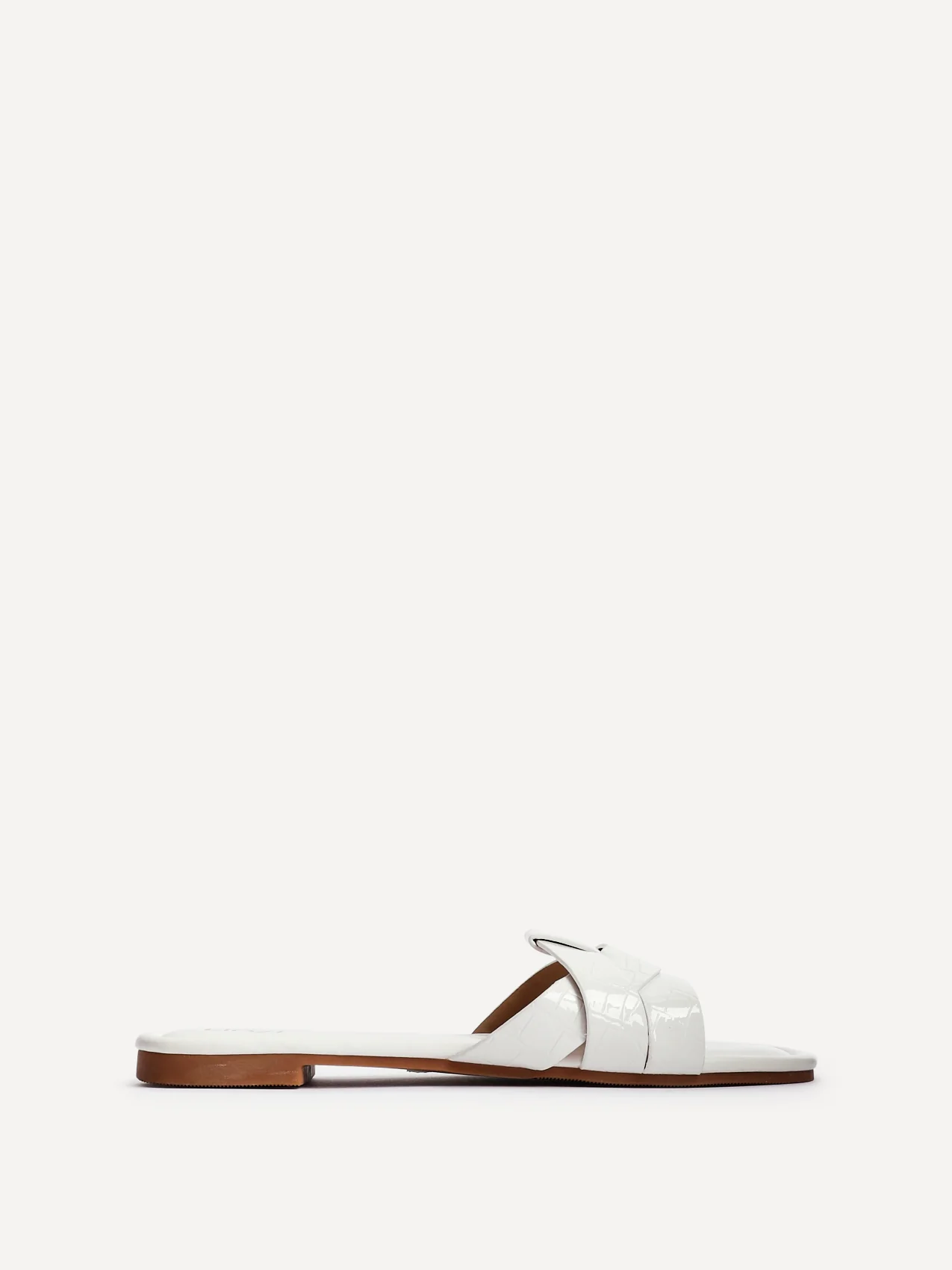 Fletcher White Croc Slider Sandals - Image 2