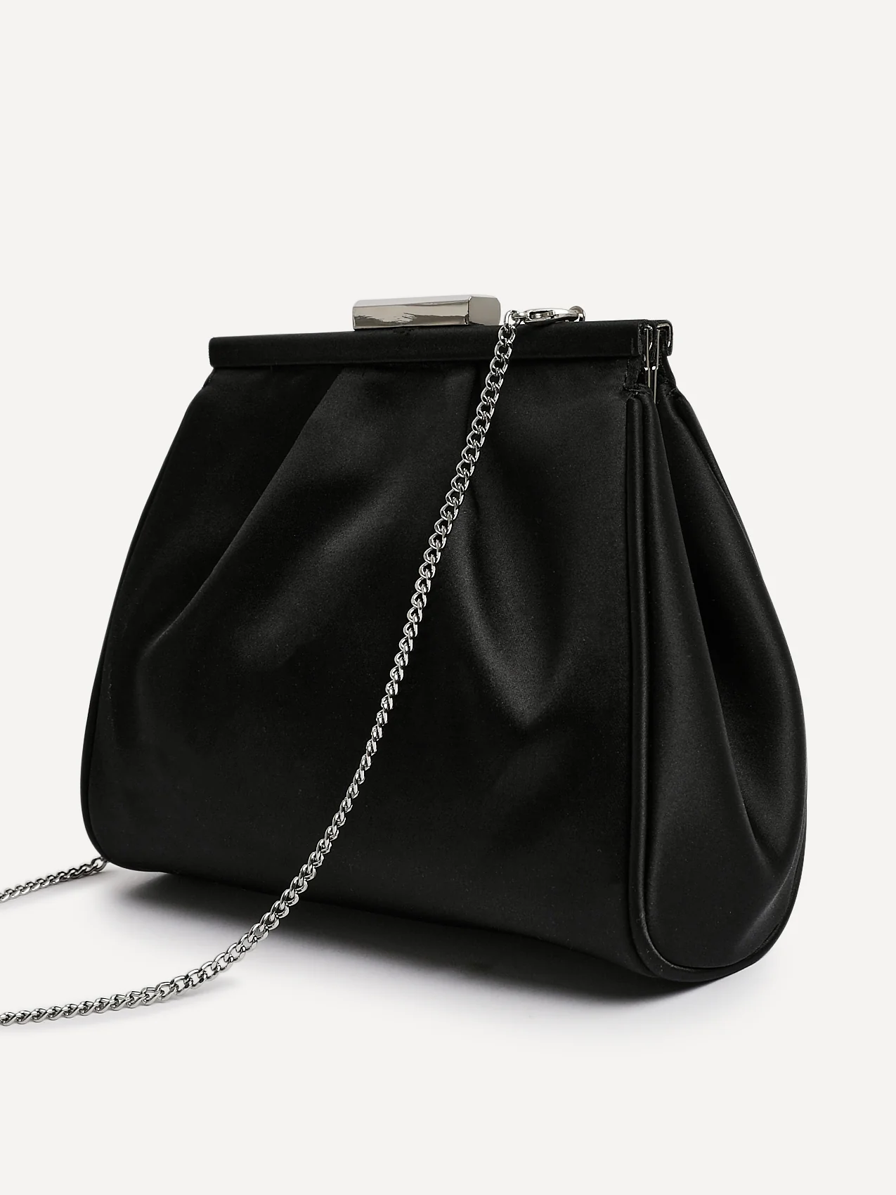 Flirt Black Satin Clutch Bag
