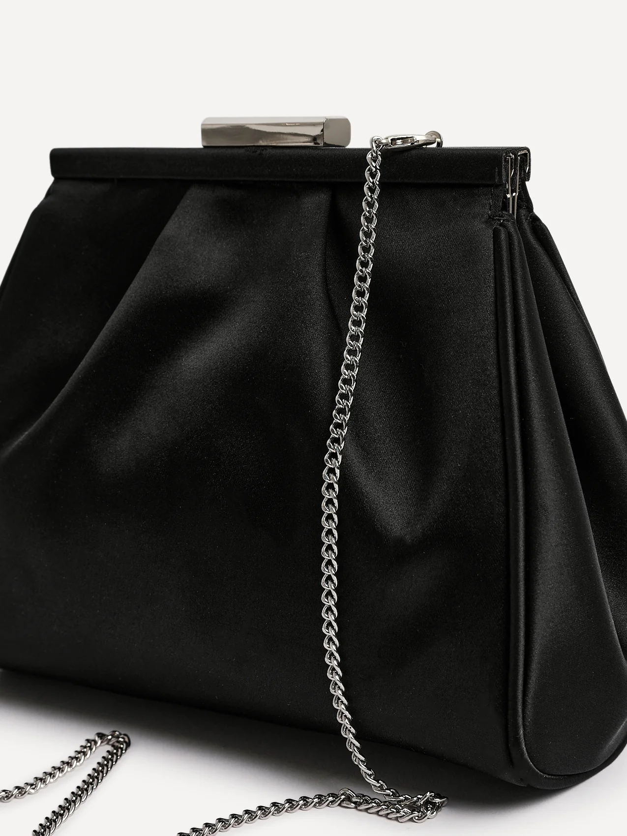 Flirt Black Satin Clutch Bag - Image 4