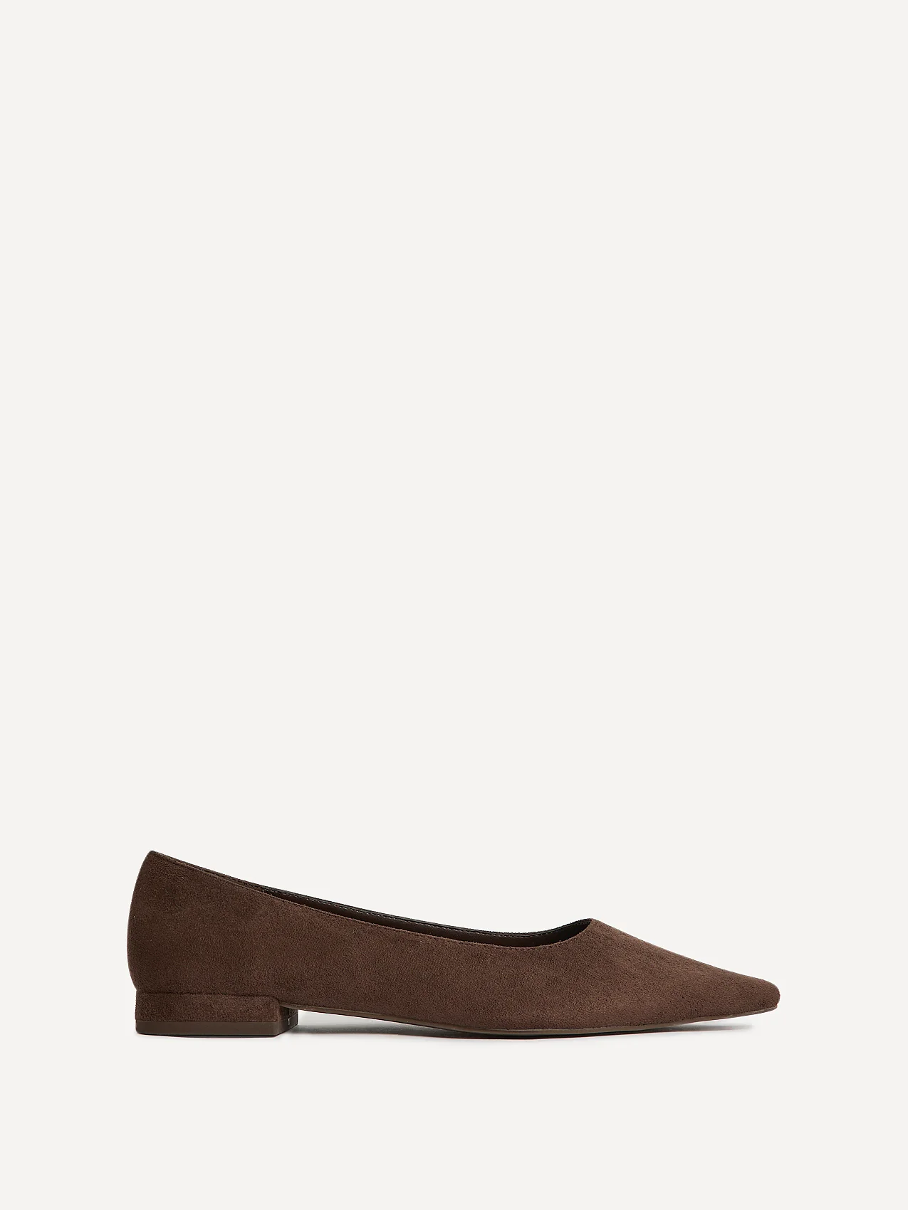 Focus Brown Faux Suede Pointed Toe Ballet Flats - Image 2