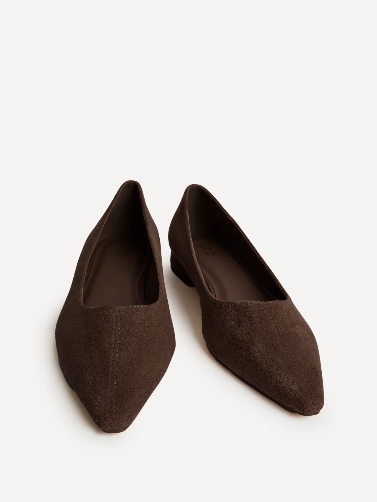 Focus Brown Faux Suede Pointed Toe Ballet Flats - Image 3
