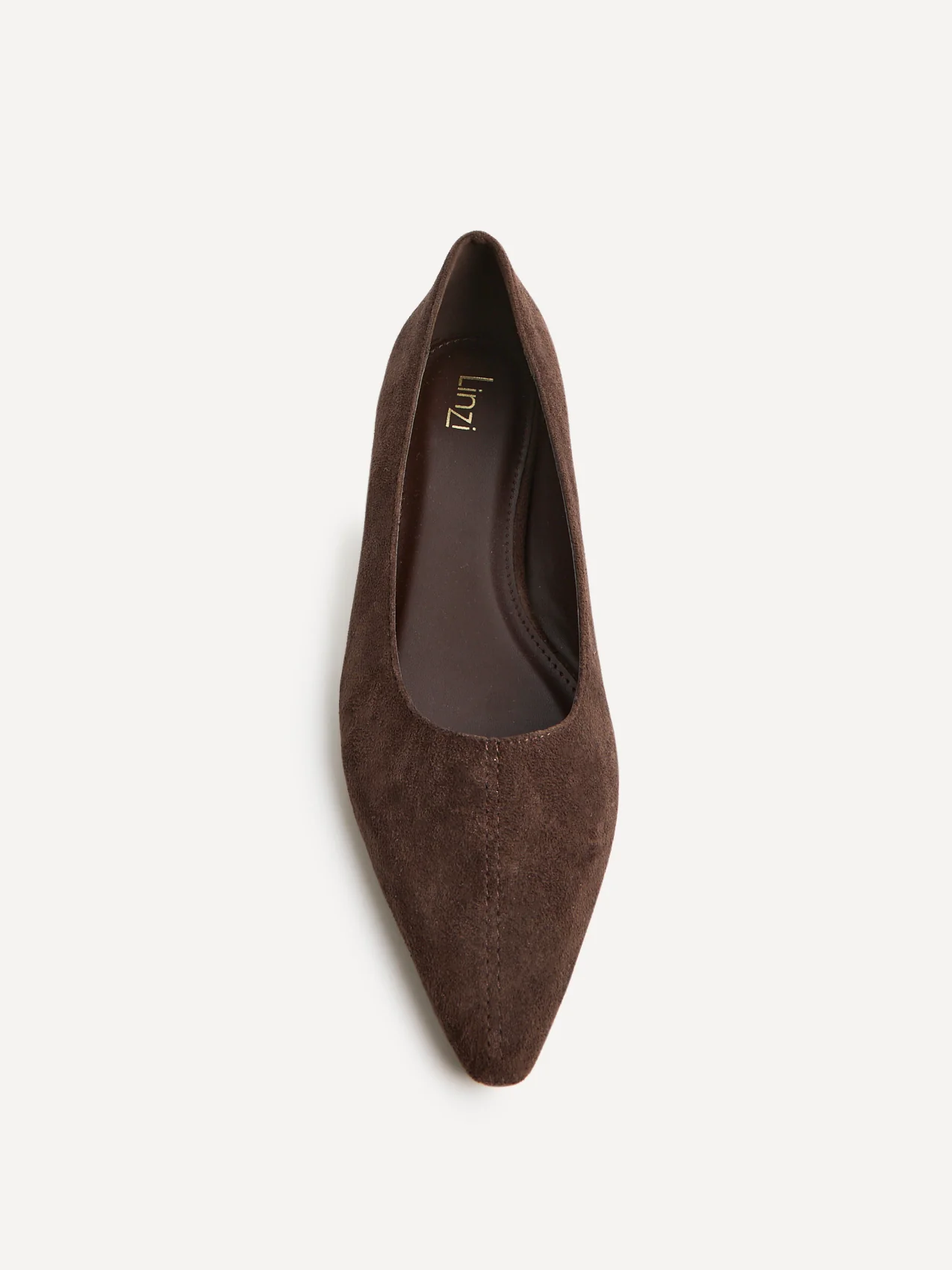 Focus Brown Faux Suede Pointed Toe Ballet Flats - Image 4