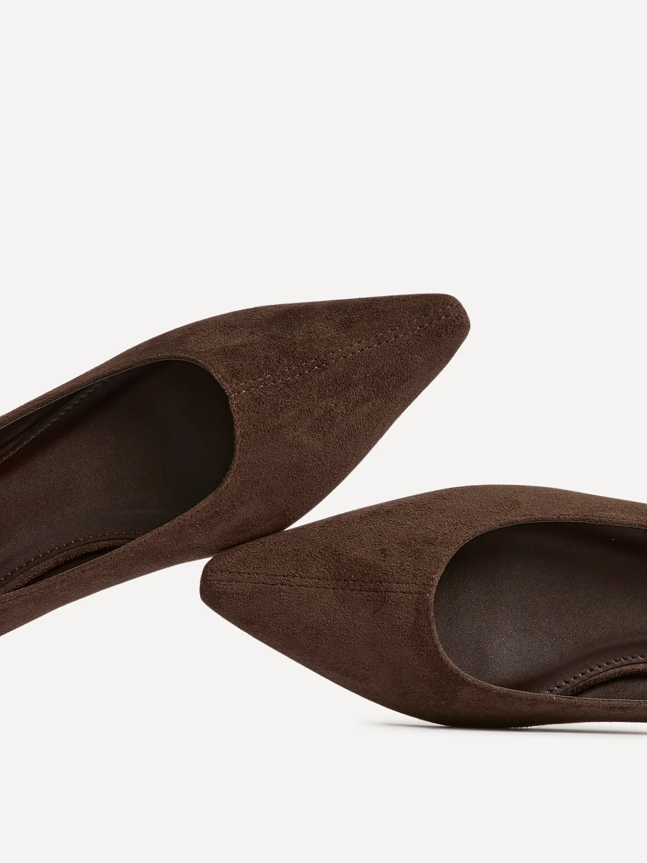 Focus Brown Faux Suede Pointed Toe Ballet Flats - Image 5