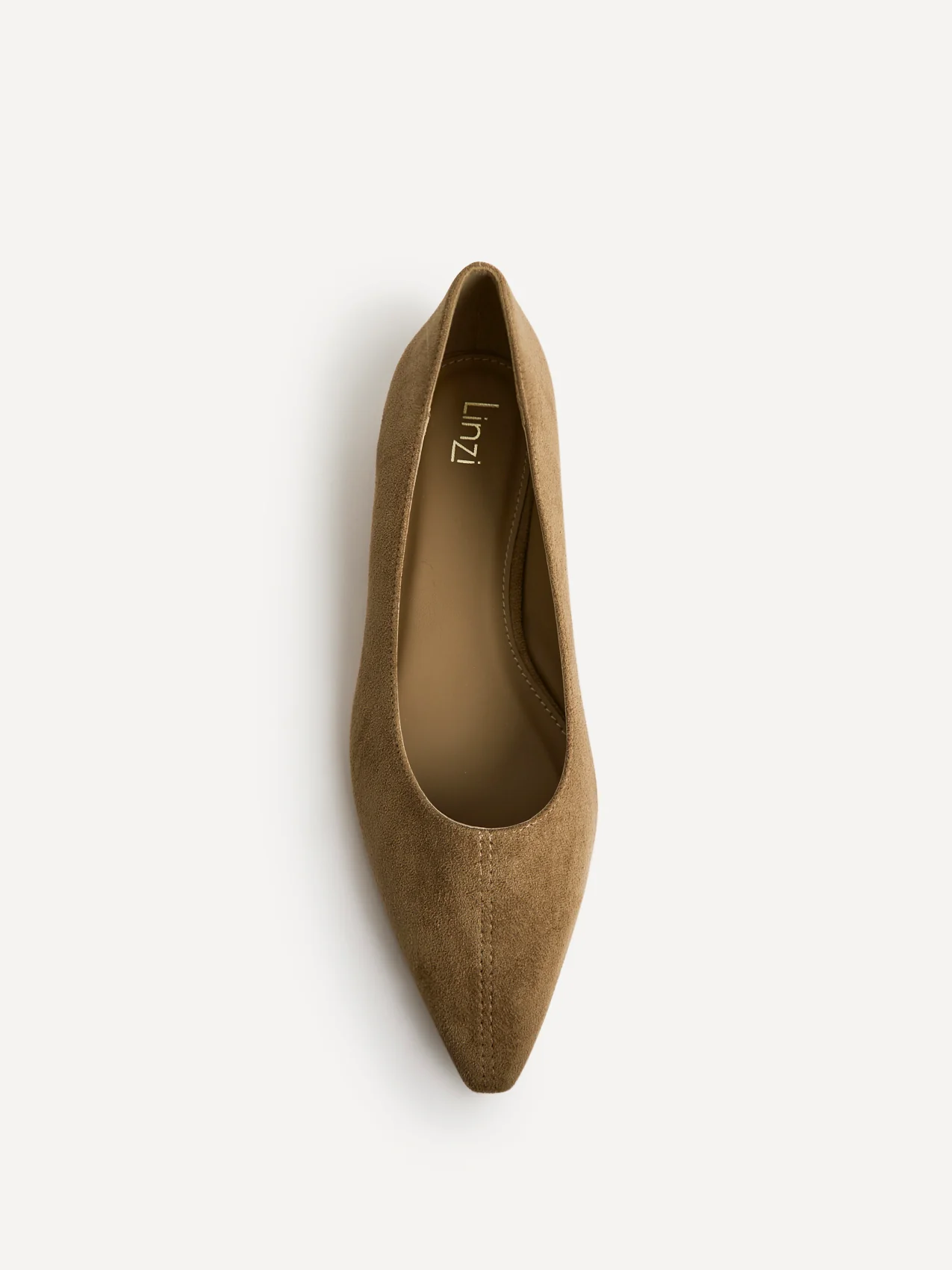 Focus Camel Faux Suede Pointed Toe Ballet Flats - Image 4
