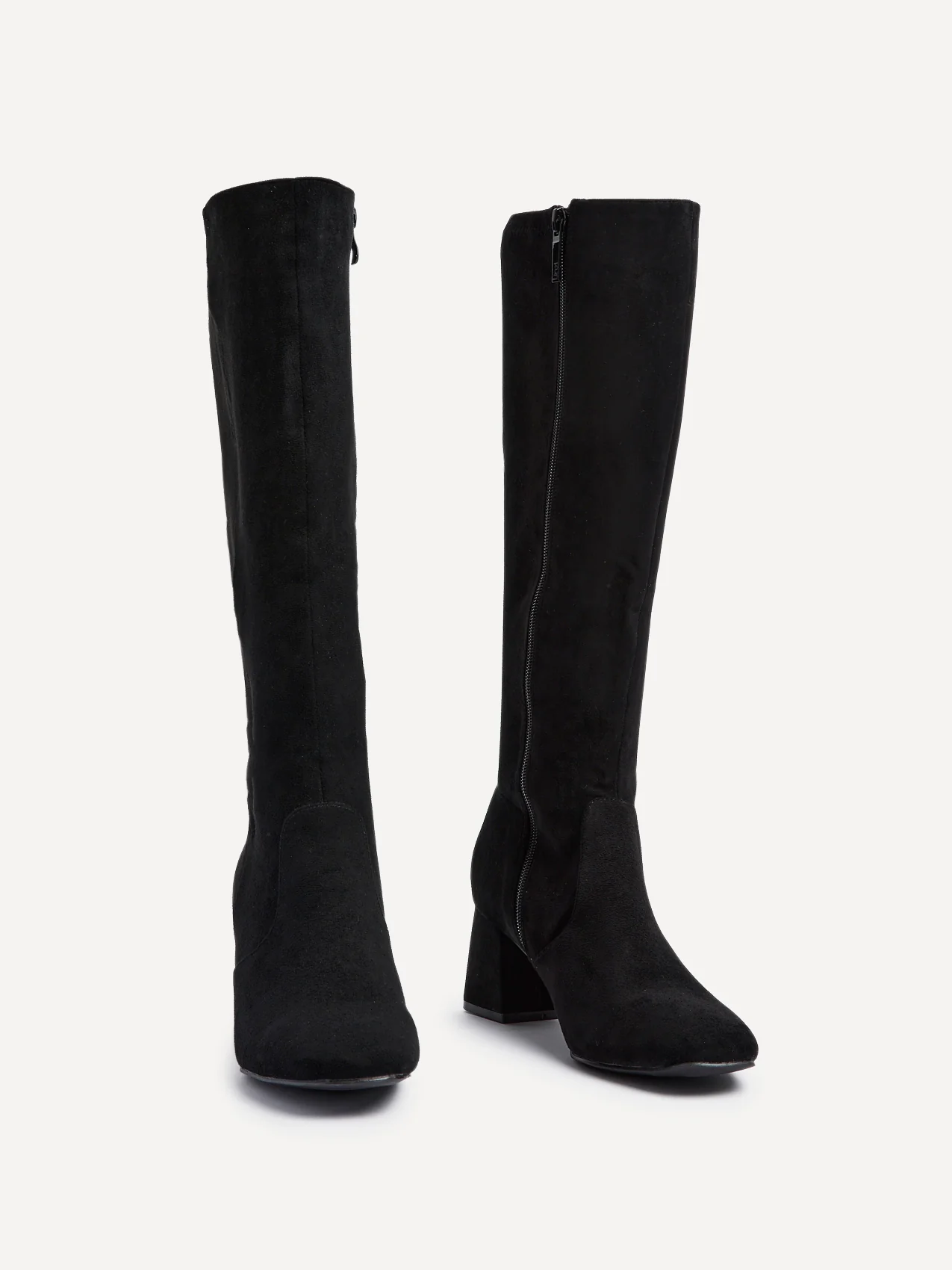 Frosty Black Faux Suede Long Boots - Image 3