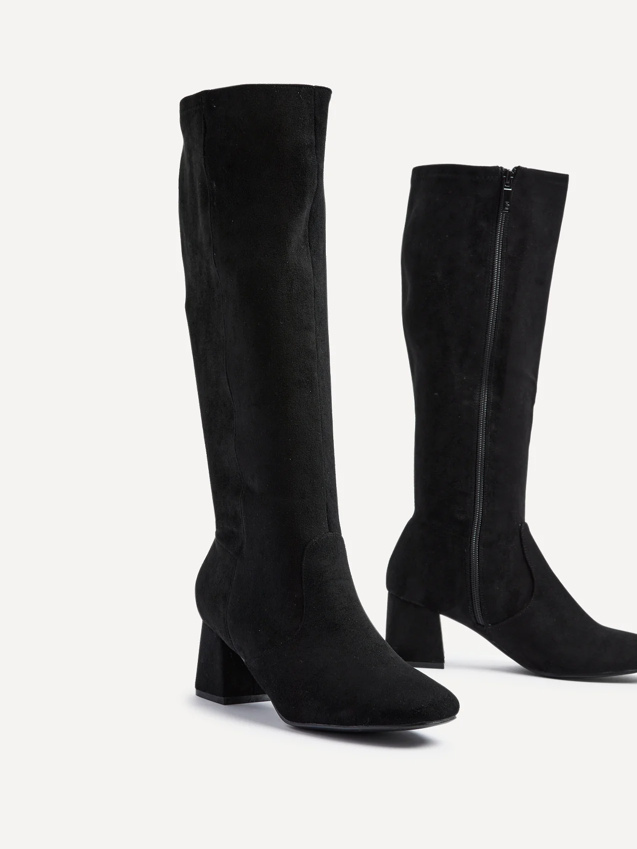 Frosty Black Faux Suede Long Boots - Image 4