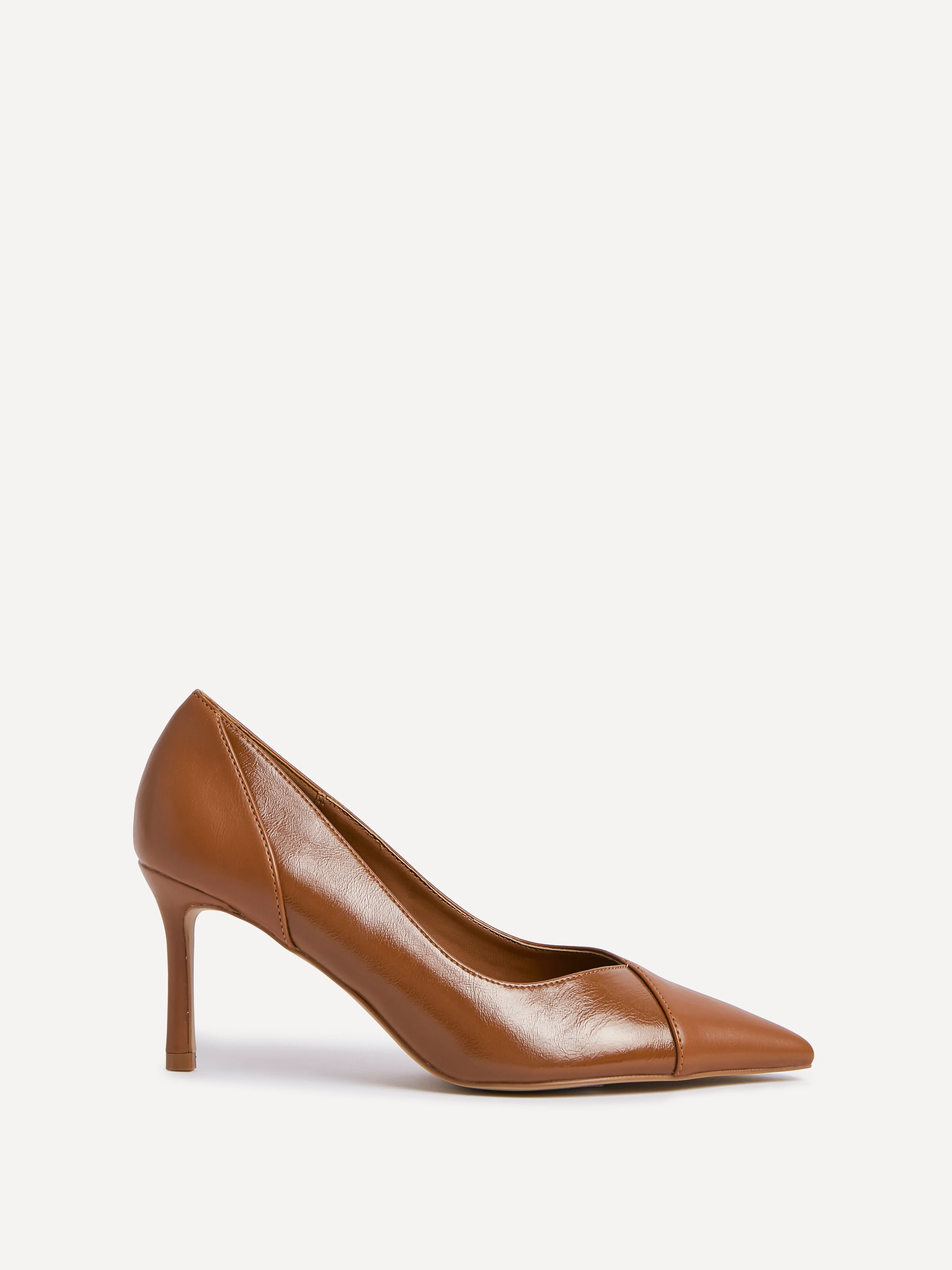 Gaia Tan Faux Leather Two Tone Court Heel - Image 2