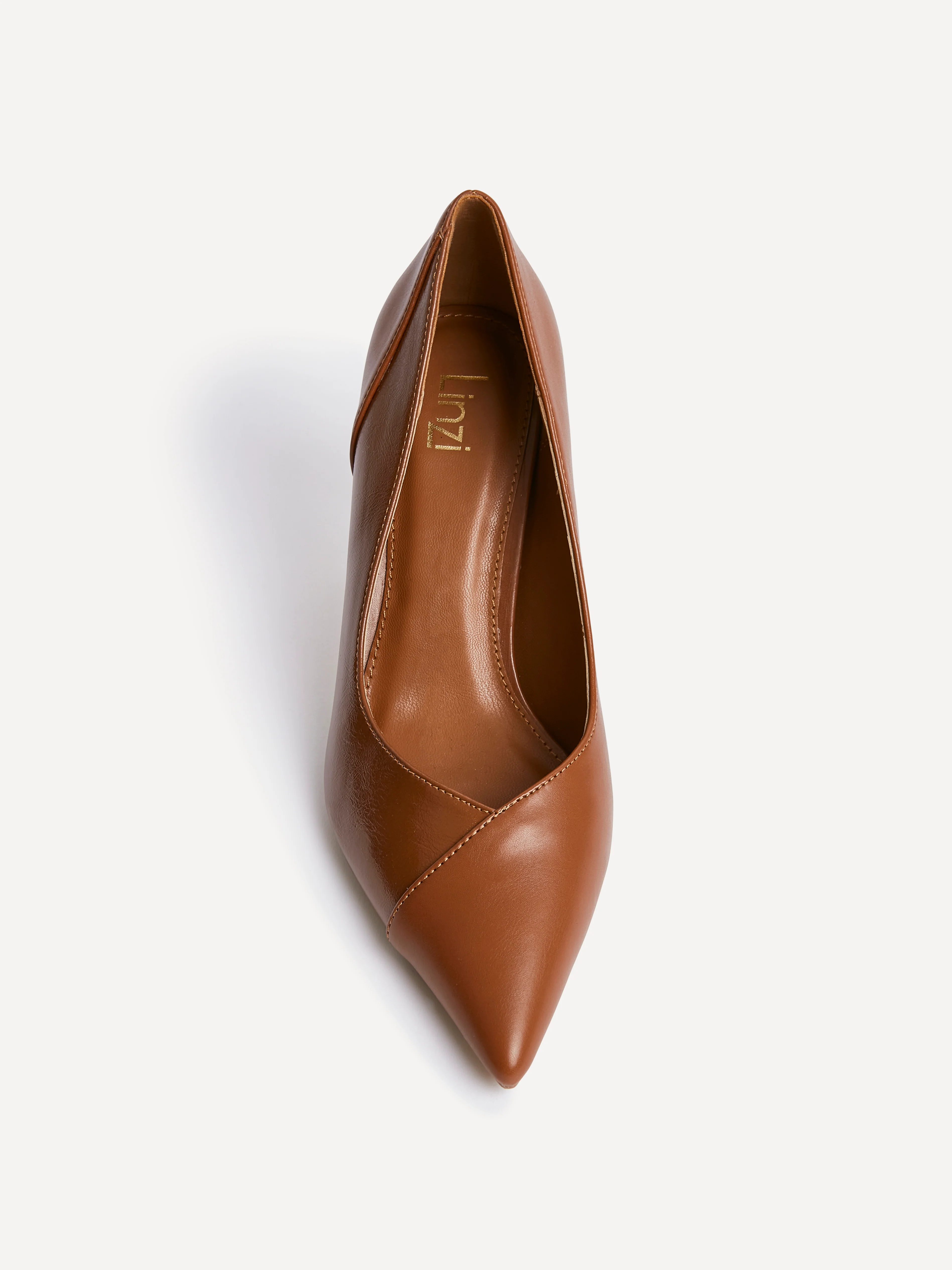 Gaia Tan Faux Leather Two Tone Court Heel - Image 4