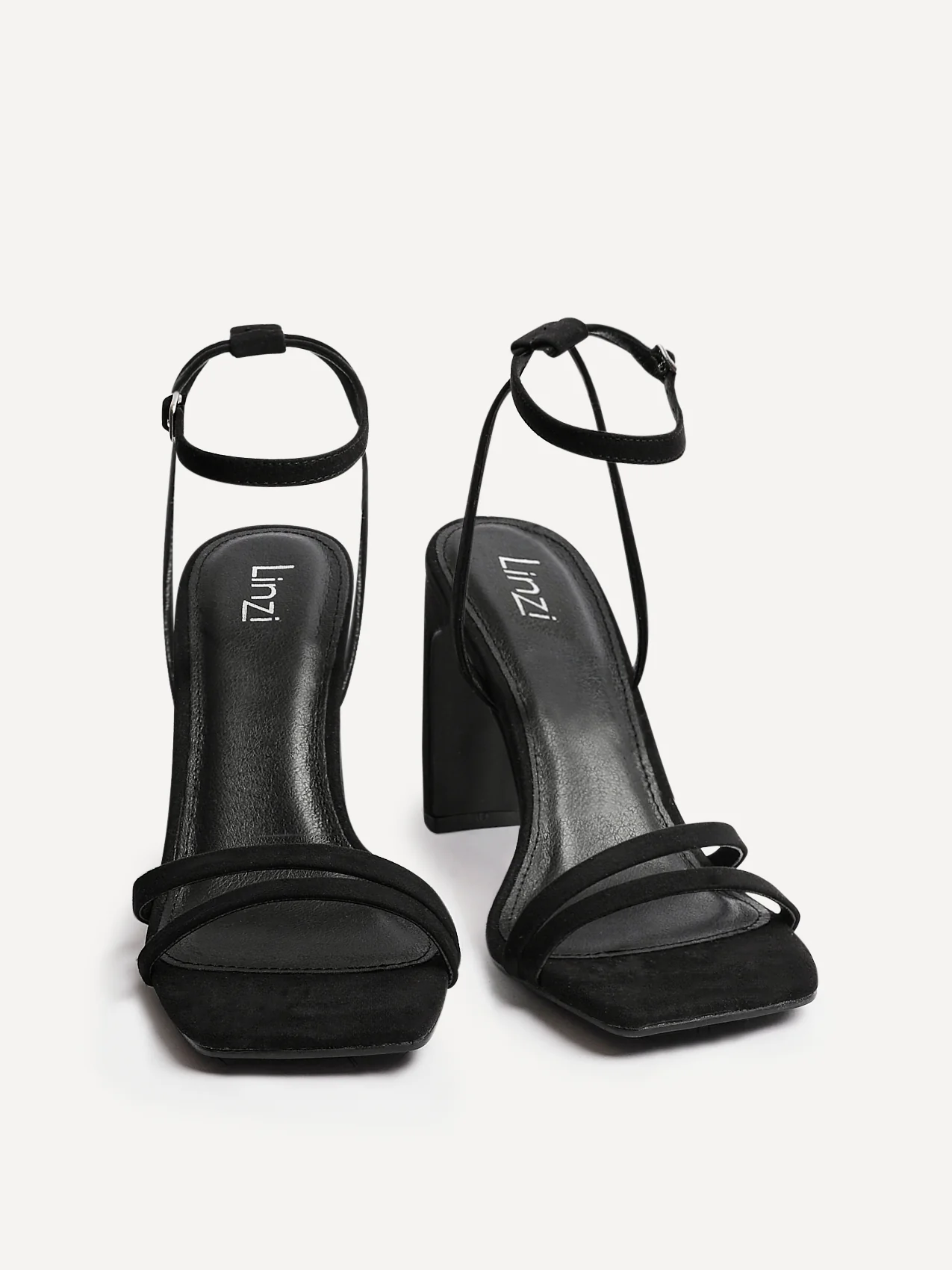 Gesture Black Faux Suede Heeled Sandals - Image 3