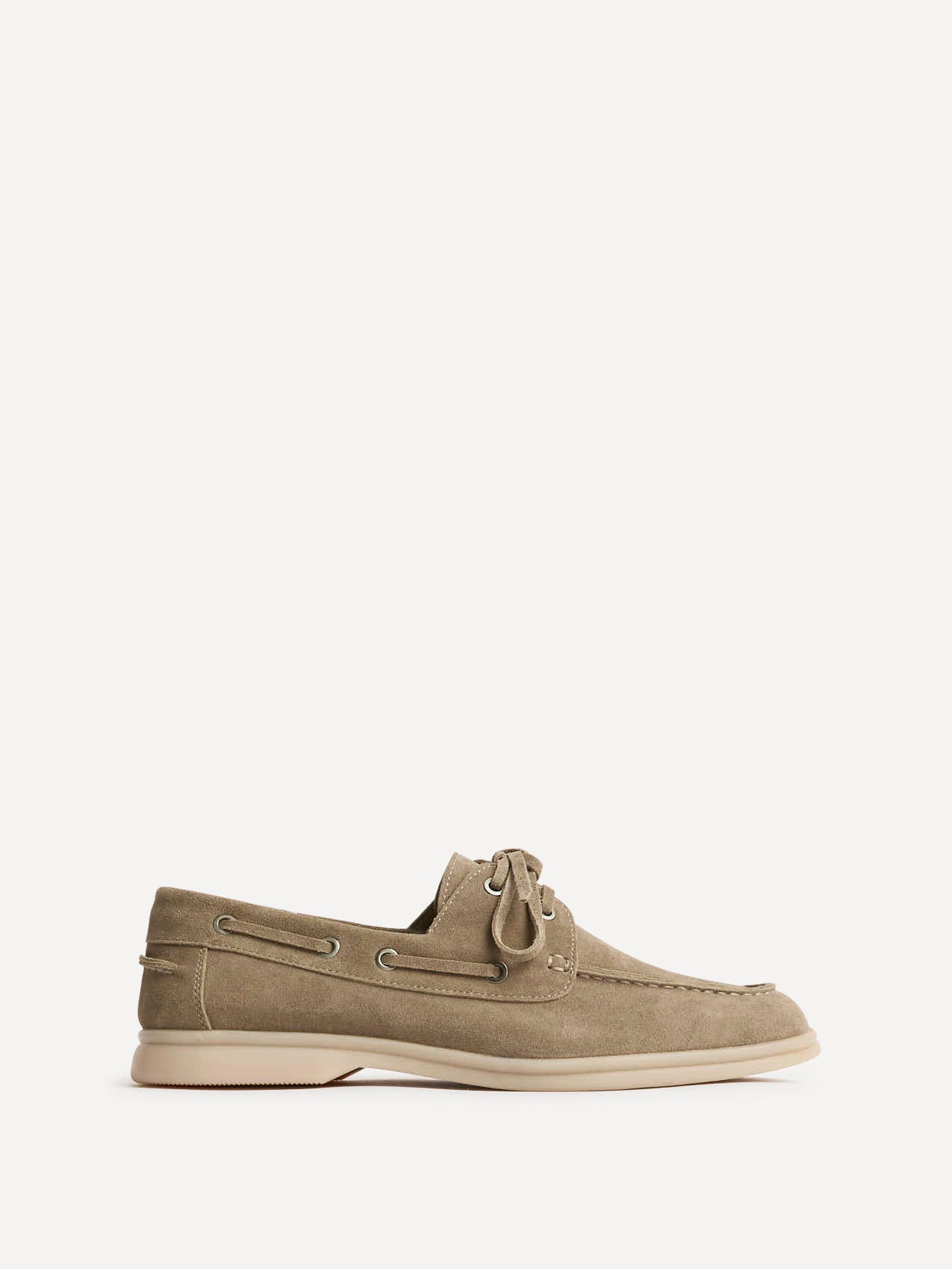 Gianni Mens Taupe Suede Leather Boat Shoes - Image 2