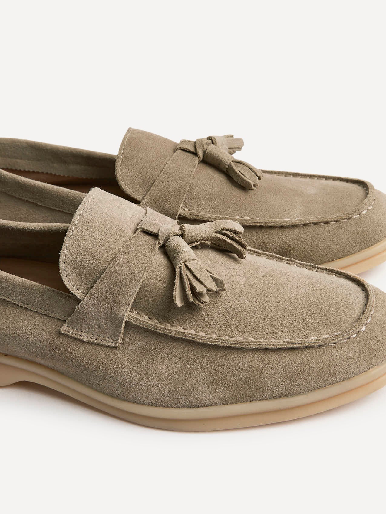 Giorgio Mens Taupe Suede Leather Tassel Loafers - Image 5