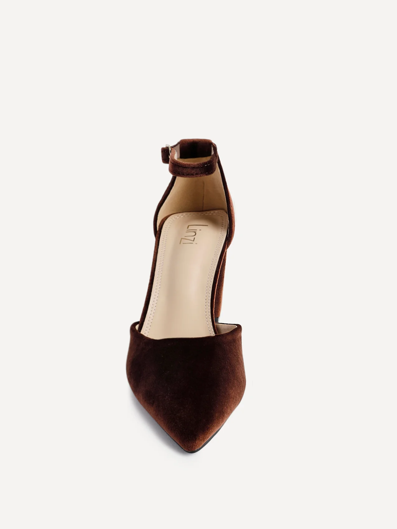 Glam Brown Velvet Block Court Heels - Image 4