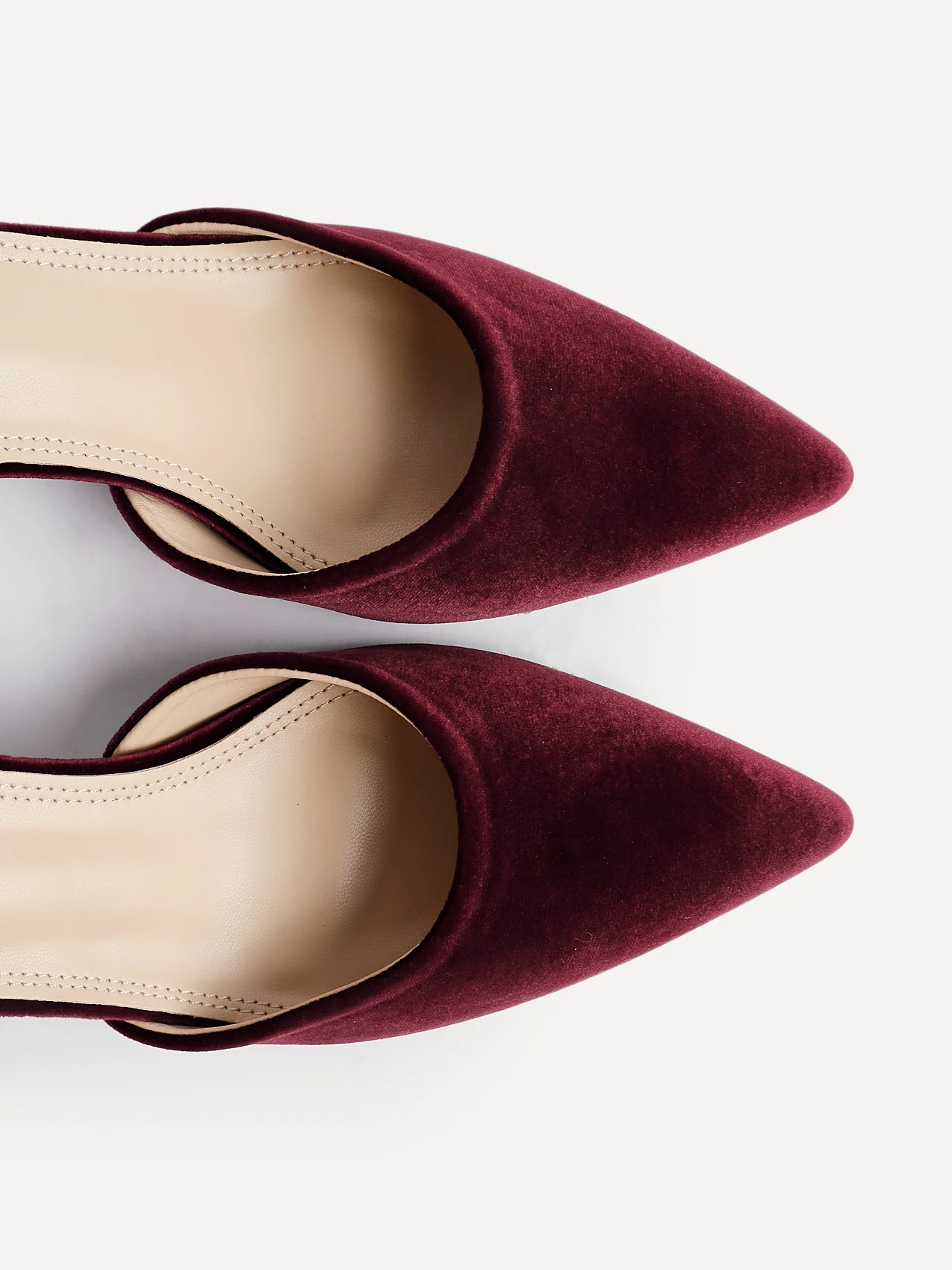 Glam Burgundy Velvet Block Court Heels - Image 5