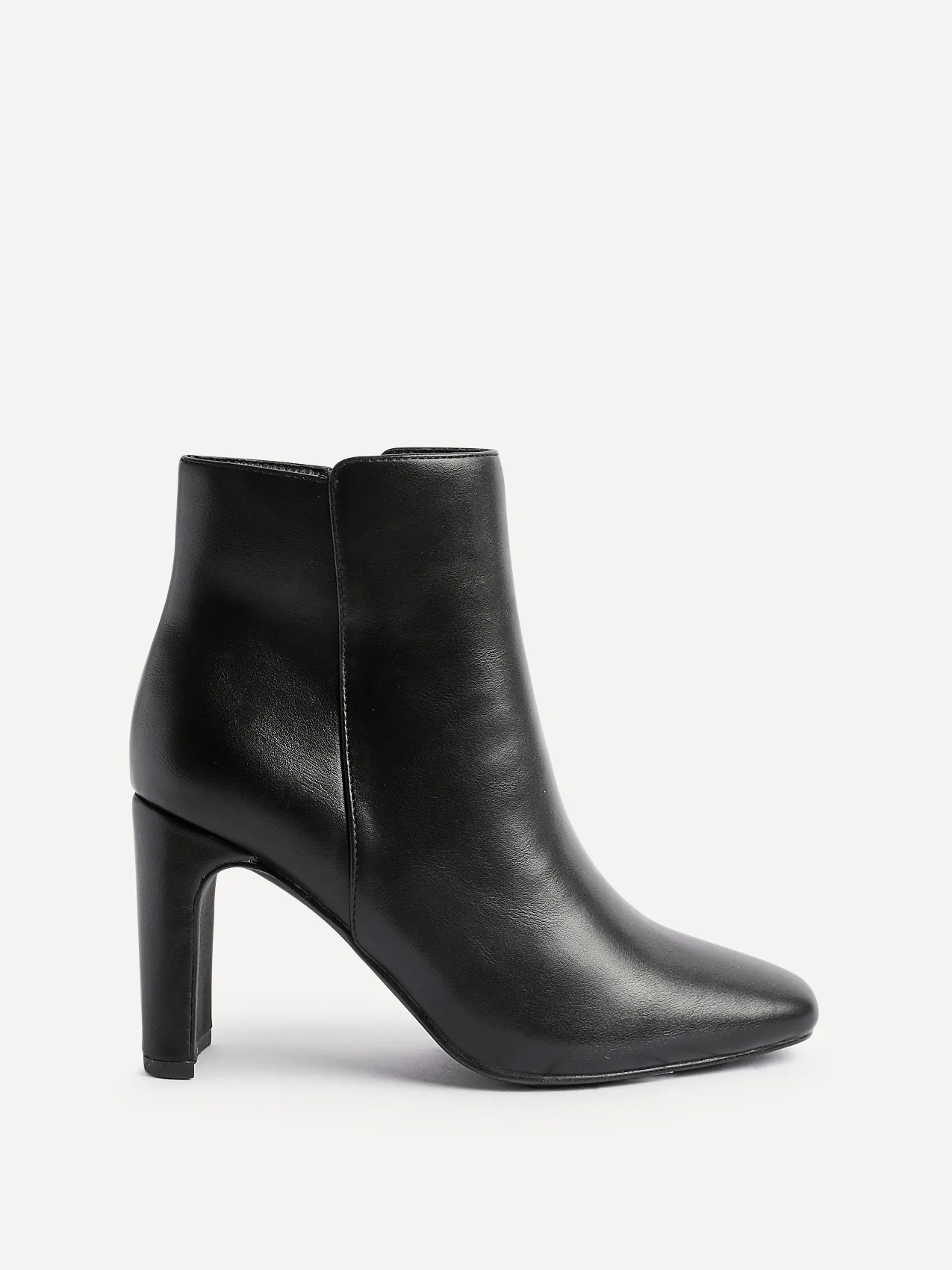 Glance Black Faux Leather Heeled Ankle Boots - Image 2