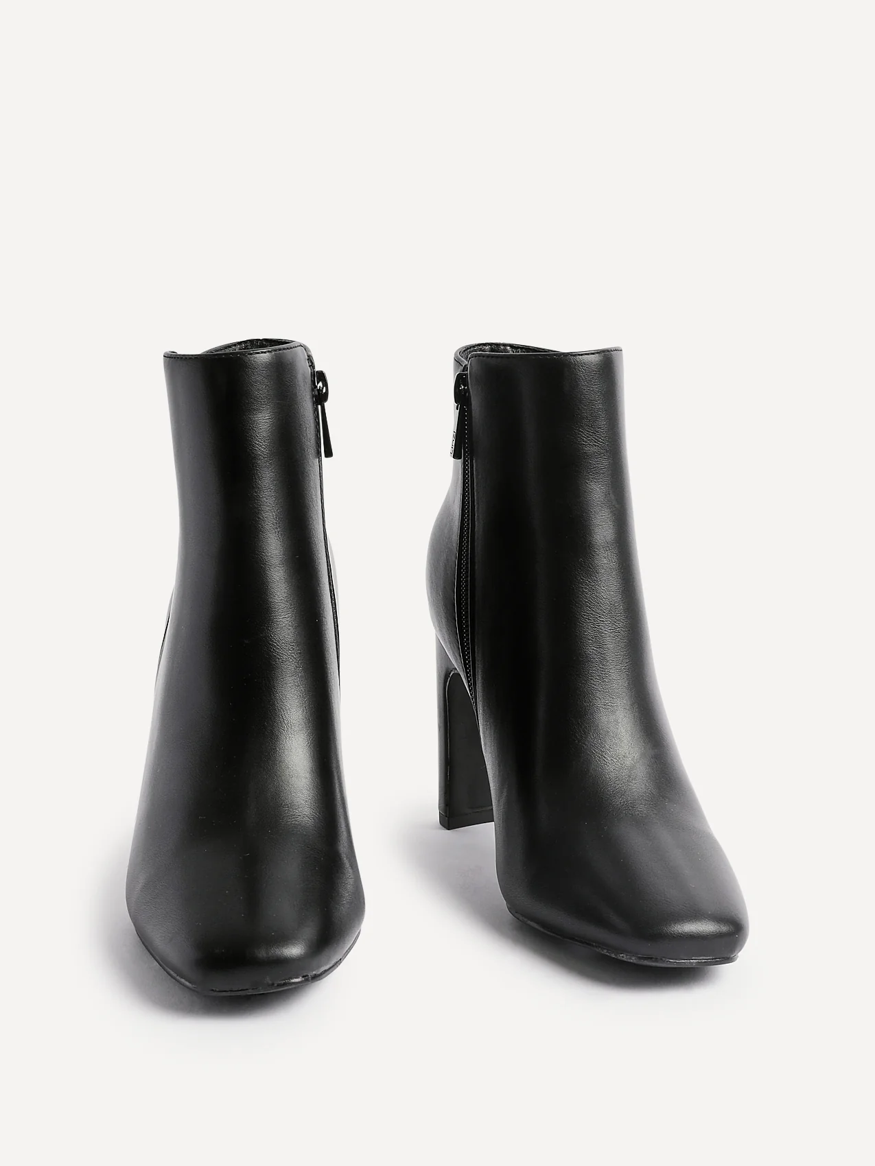 Glance Black Faux Leather Heeled Ankle Boots - Image 3