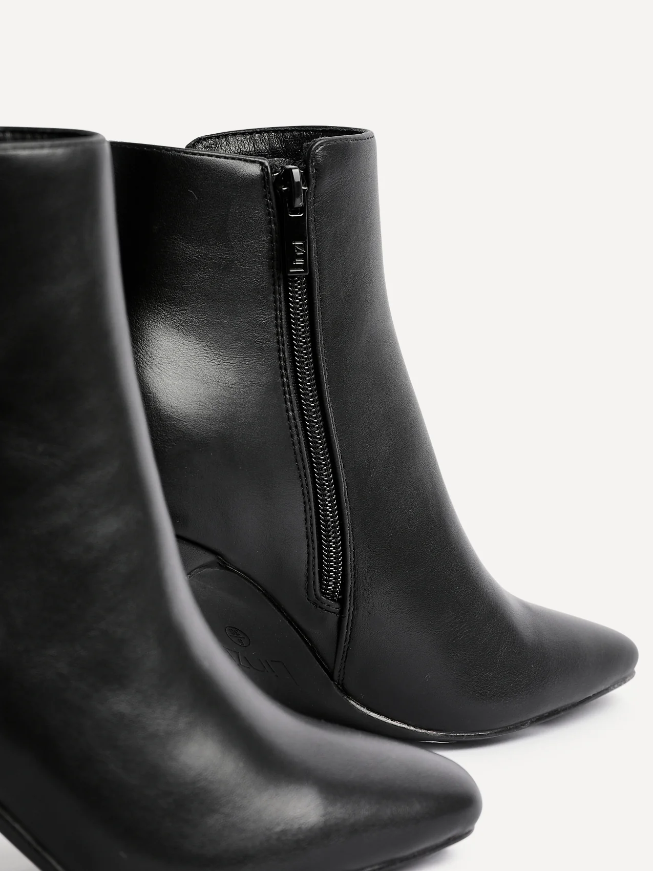 Glance Black Faux Leather Heeled Ankle Boots - Image 5