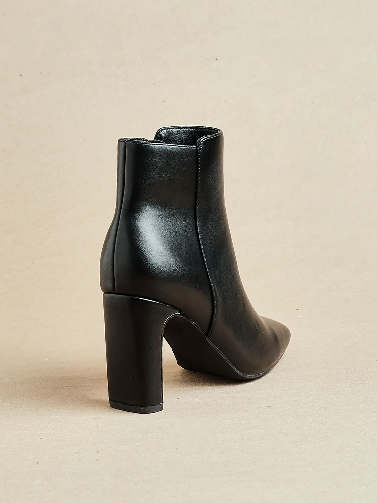 Glance Black Faux Leather Heeled Ankle Boots - Image 7