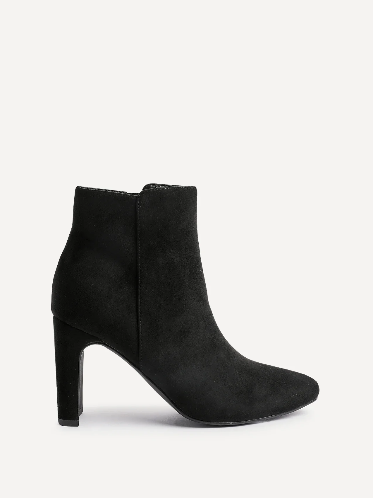 Glance Black Faux Suede Heeled Ankle Boots - Image 2