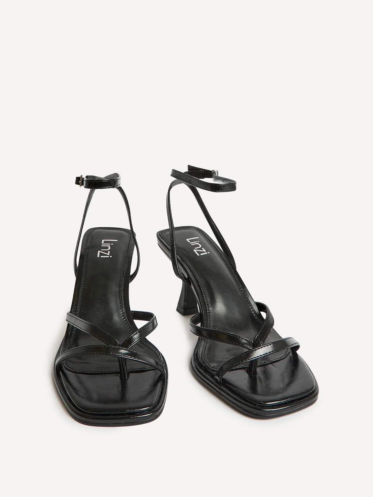 Glazed Black Heeled Sandals - Image 3