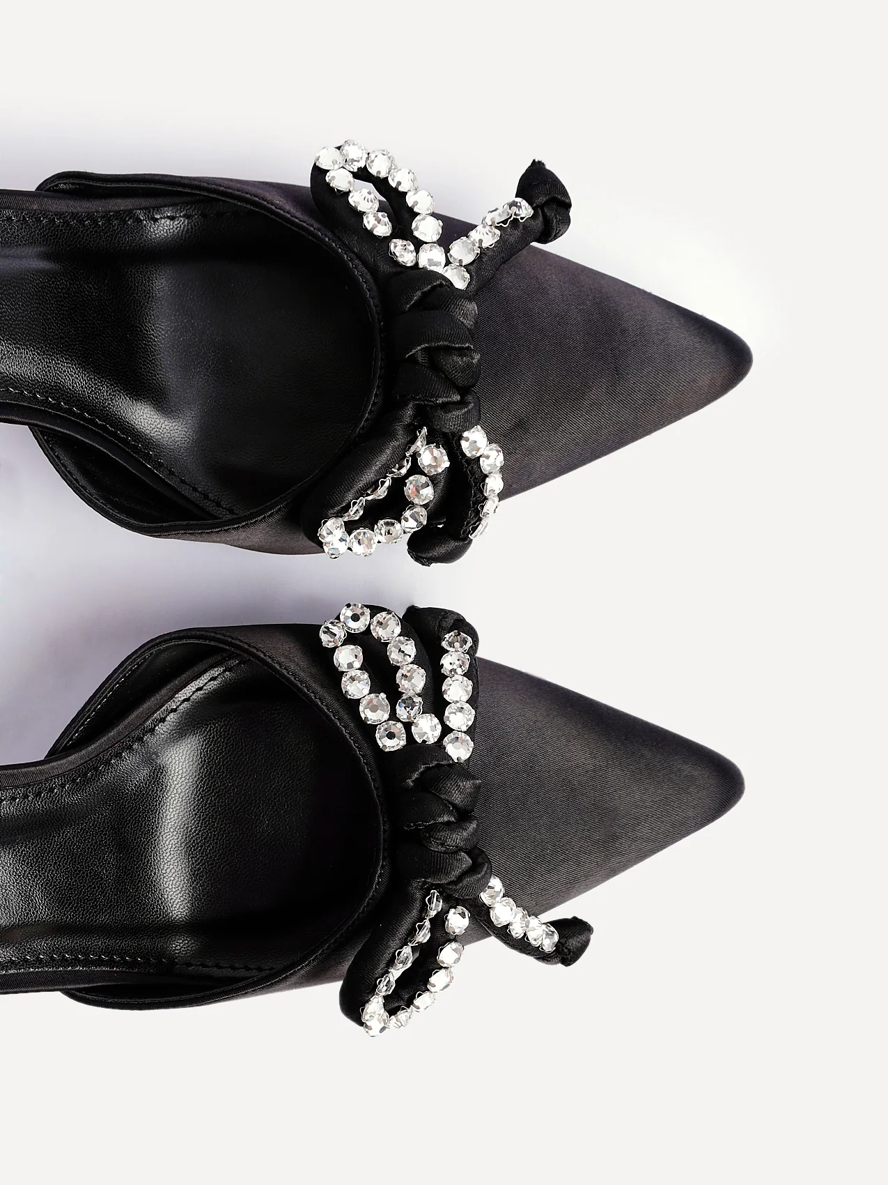 Glimpse Black Satin Bow Court Heels - Image 5