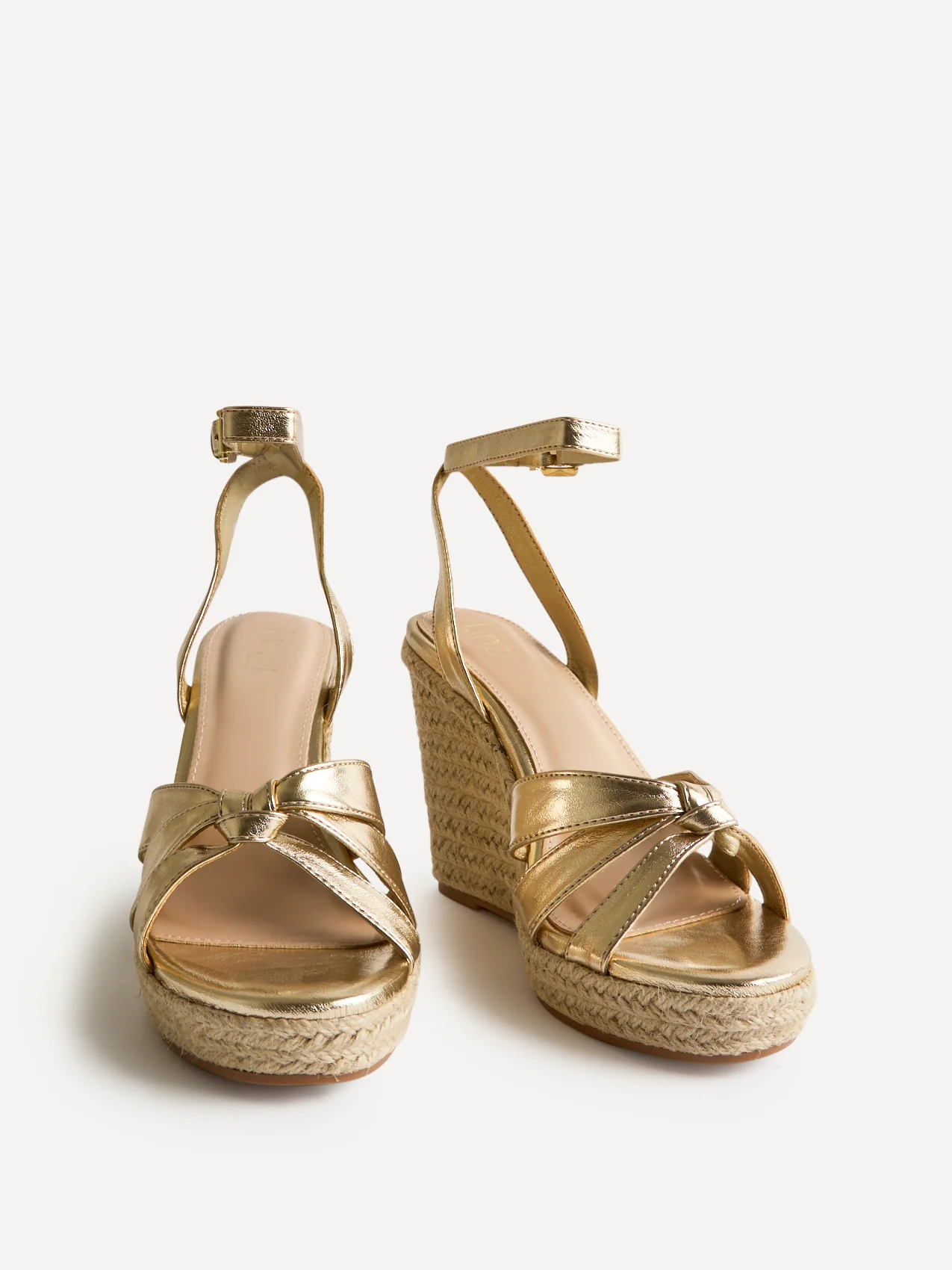 Goddess Gold Faux Leather Espadrille Wedges - Image 3