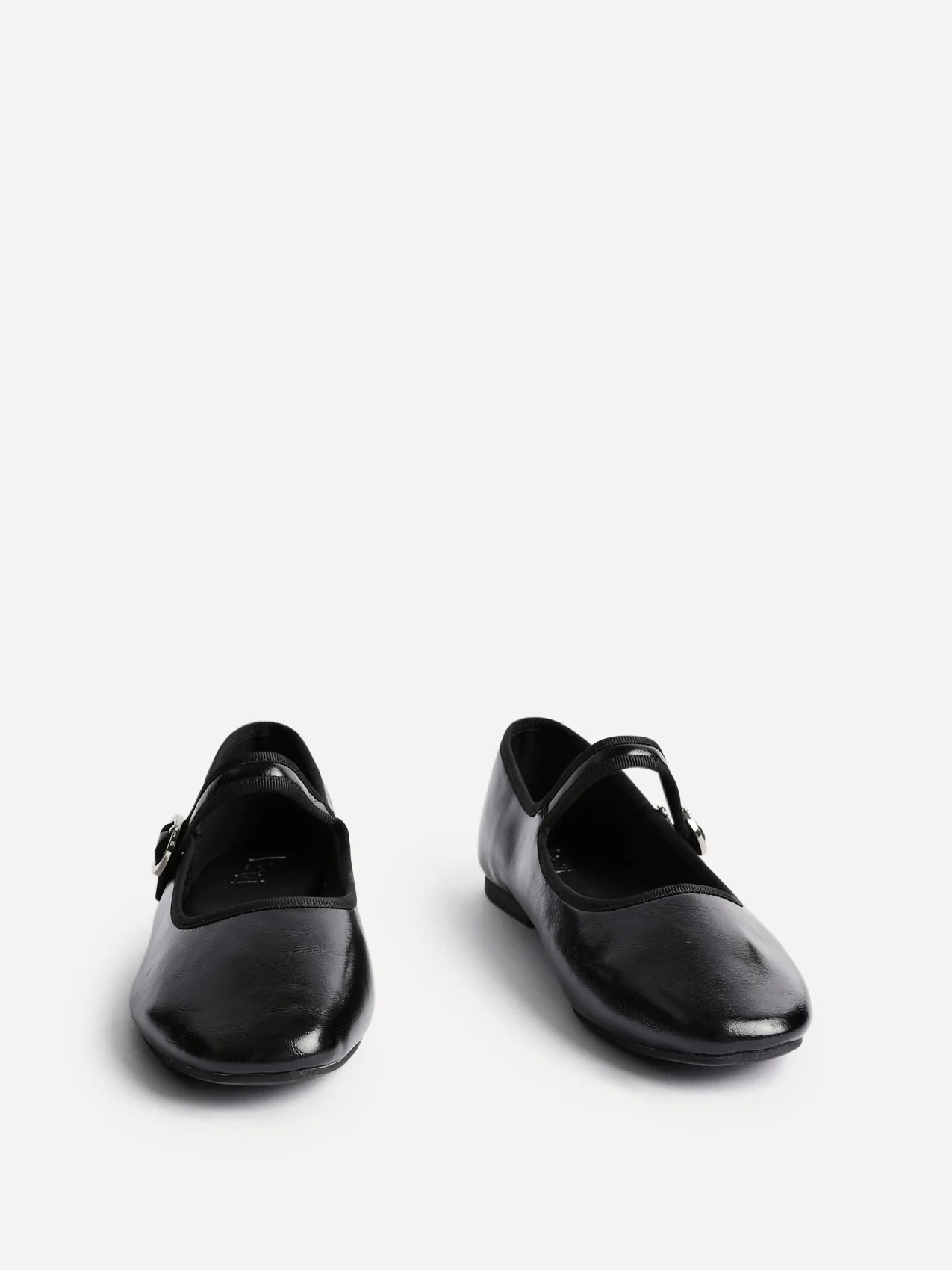 Graceful Black Faux Leather Ballet Pumps - Image 3