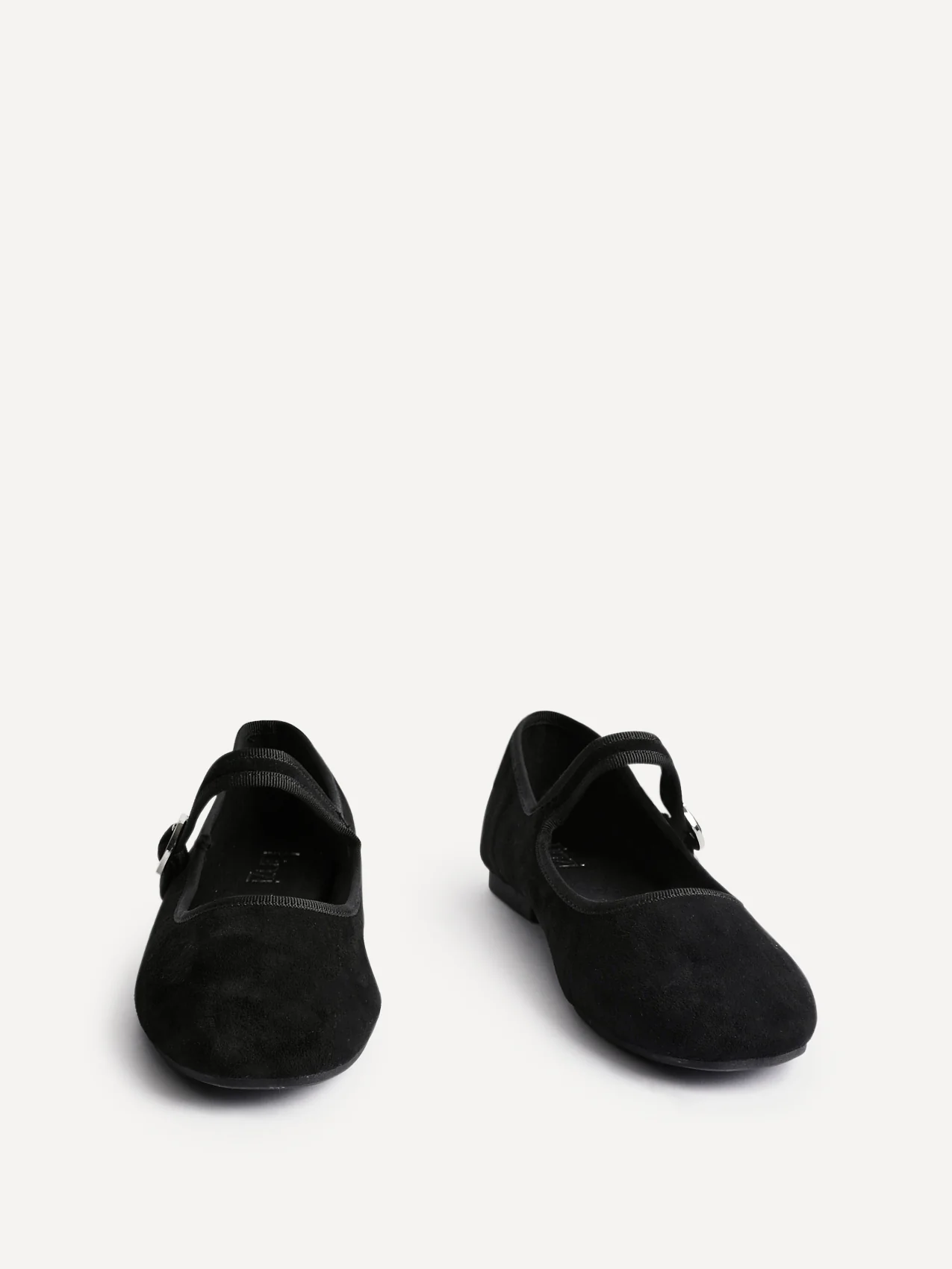 Graceful Black Faux Suede Ballet Pumps - Image 3